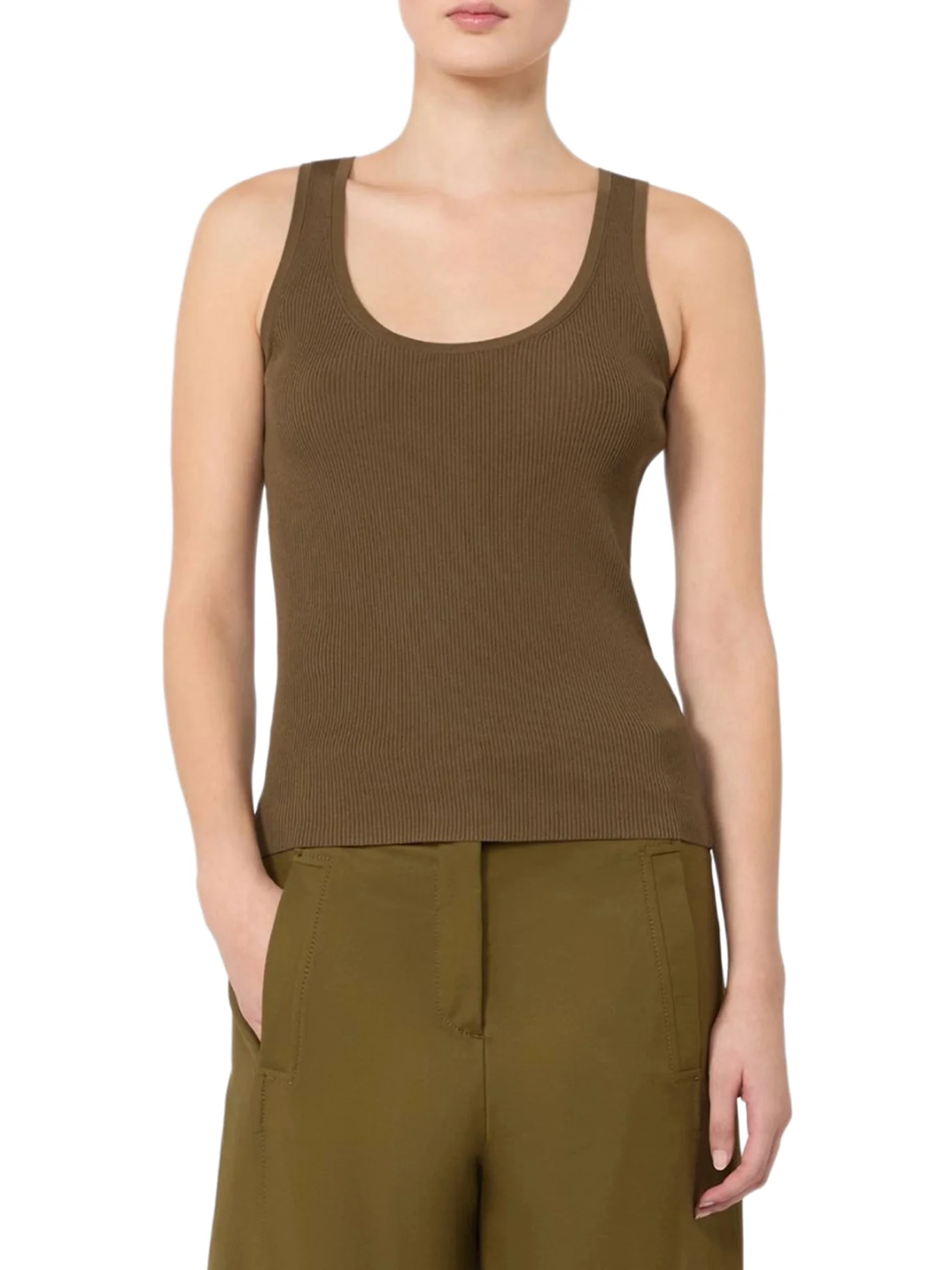 FITTED RIBBED TOP IN VISCOSE CREPE - Image 3