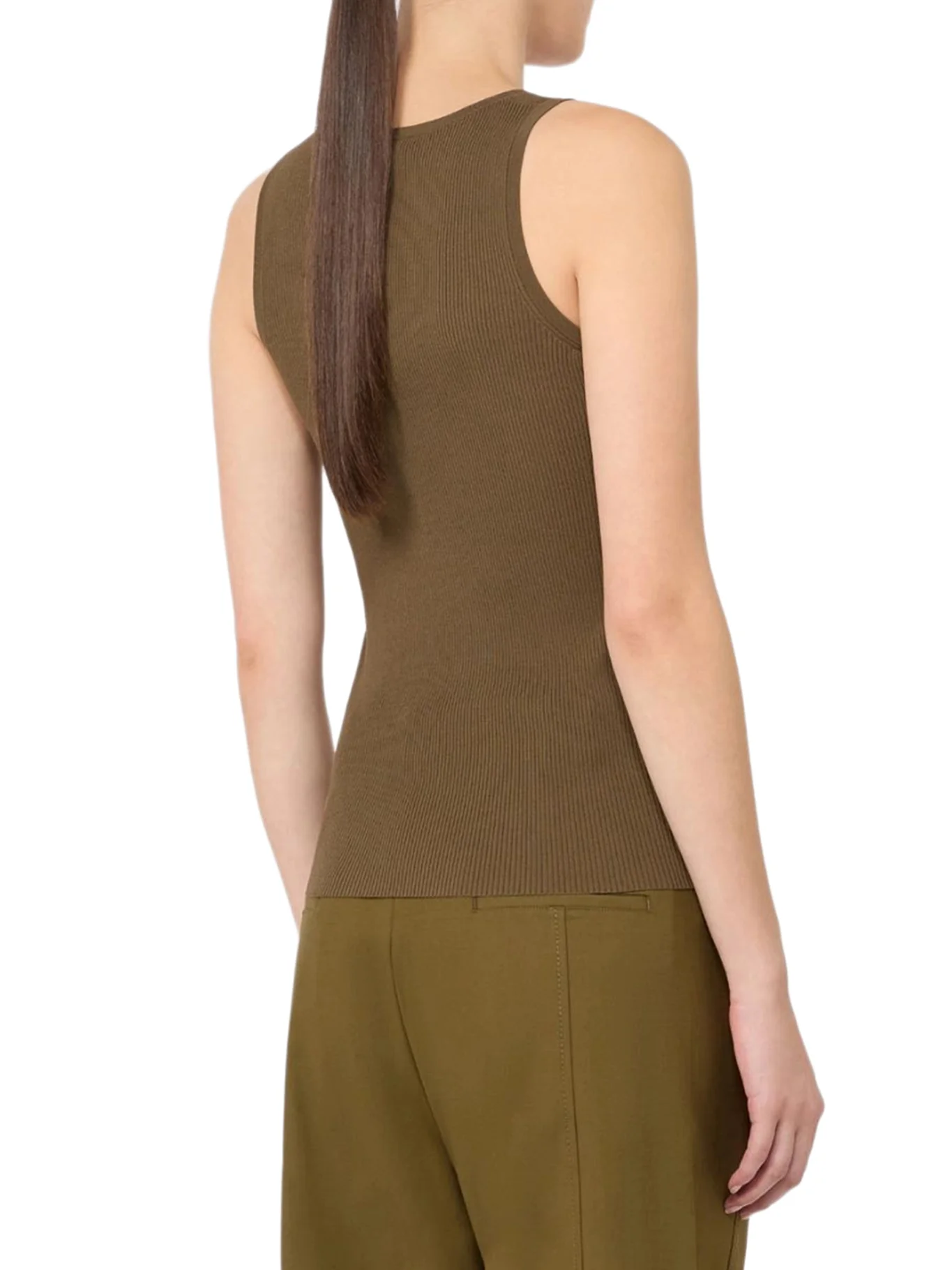 FITTED RIBBED TOP IN VISCOSE CREPE - Image 4
