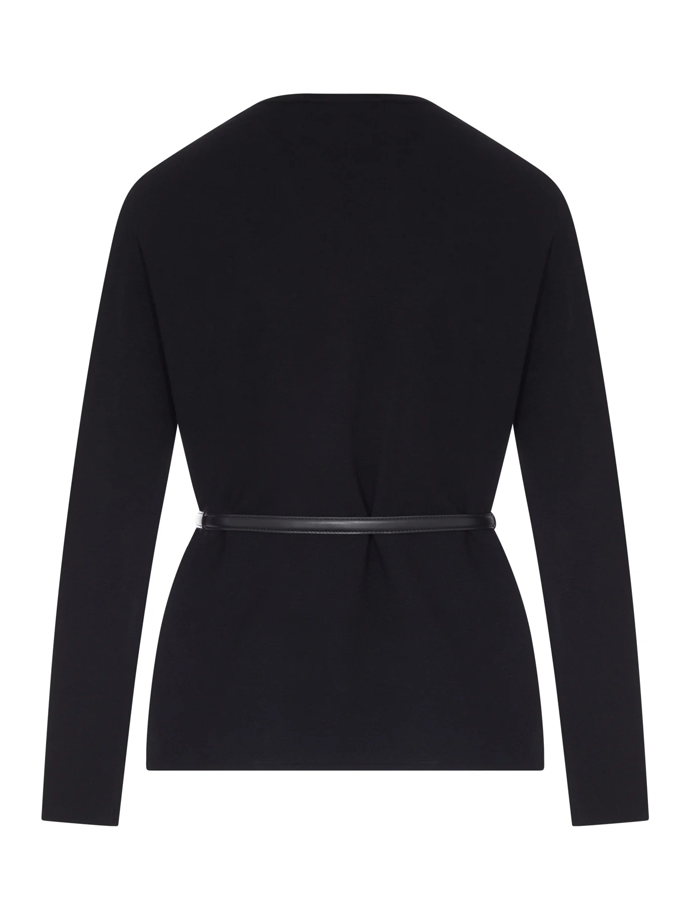 WOOL CARDIGAN WITH LEATHER PROFILES AND BELT - Image 2