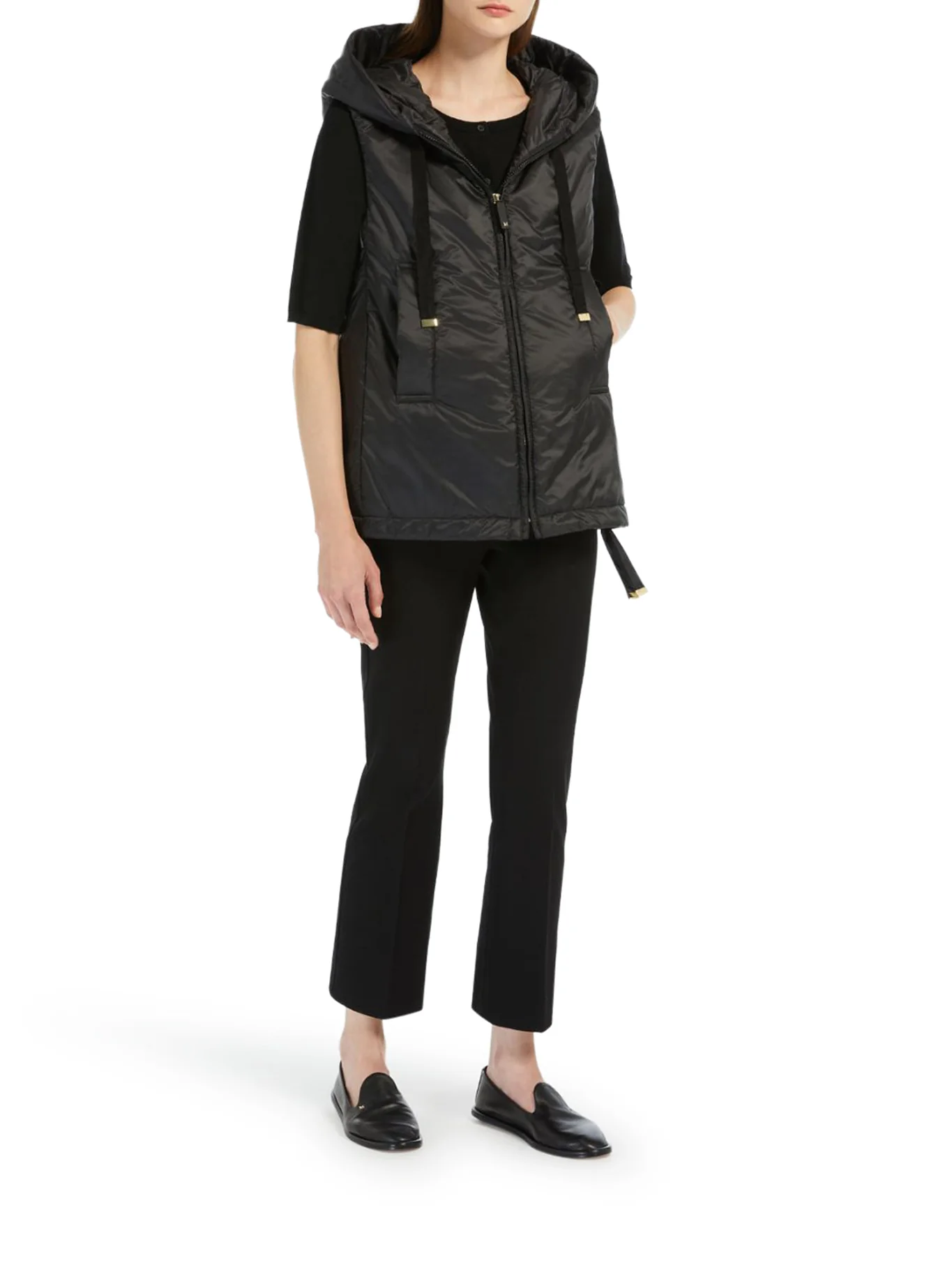 PADDED VEST WITH HOOD IN WATERPROOF CANVAS - Image 2