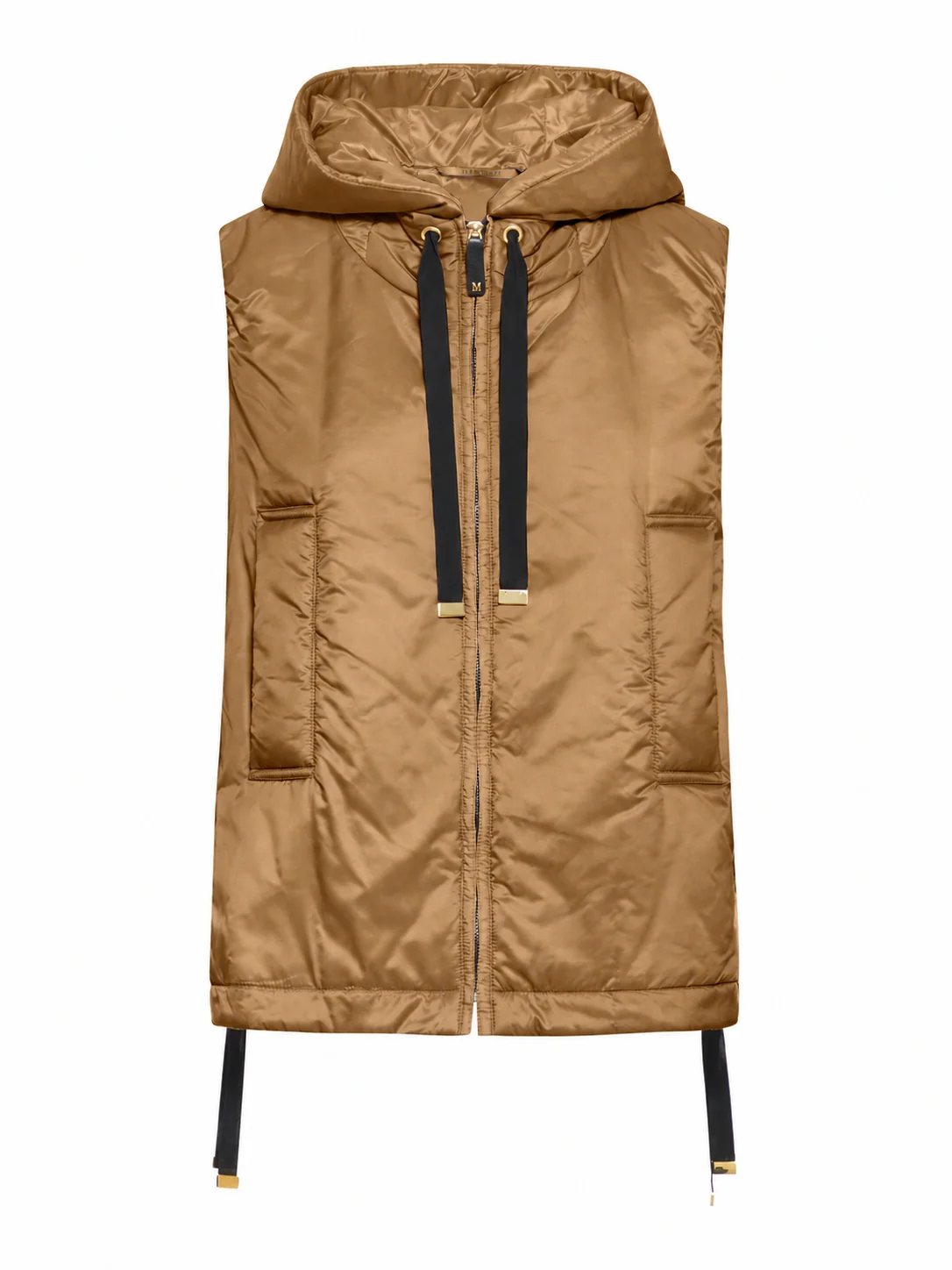 PADDED VEST WITH HOOD IN WATERPROOF CANVAS