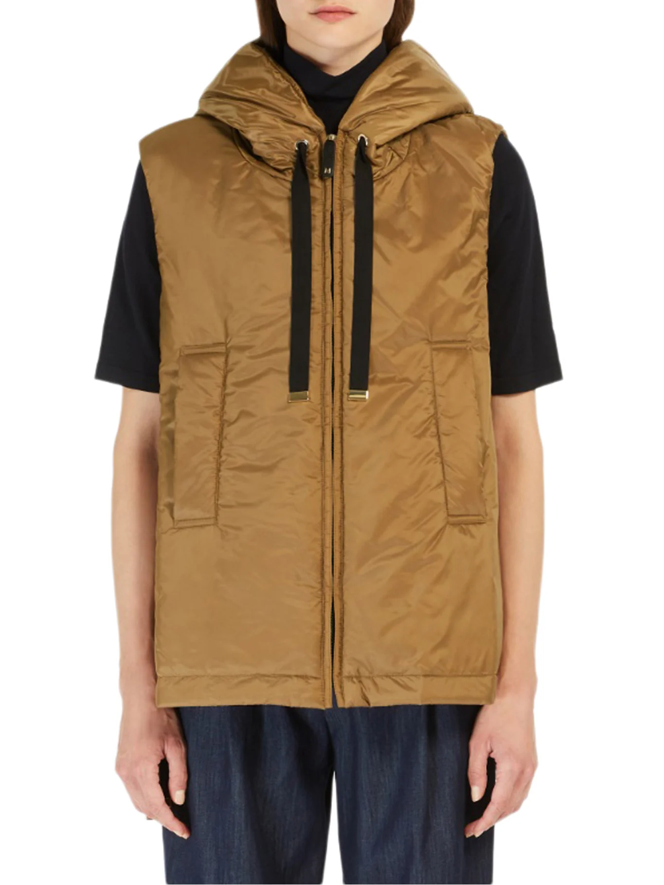 PADDED VEST WITH HOOD IN WATERPROOF CANVAS - Image 3