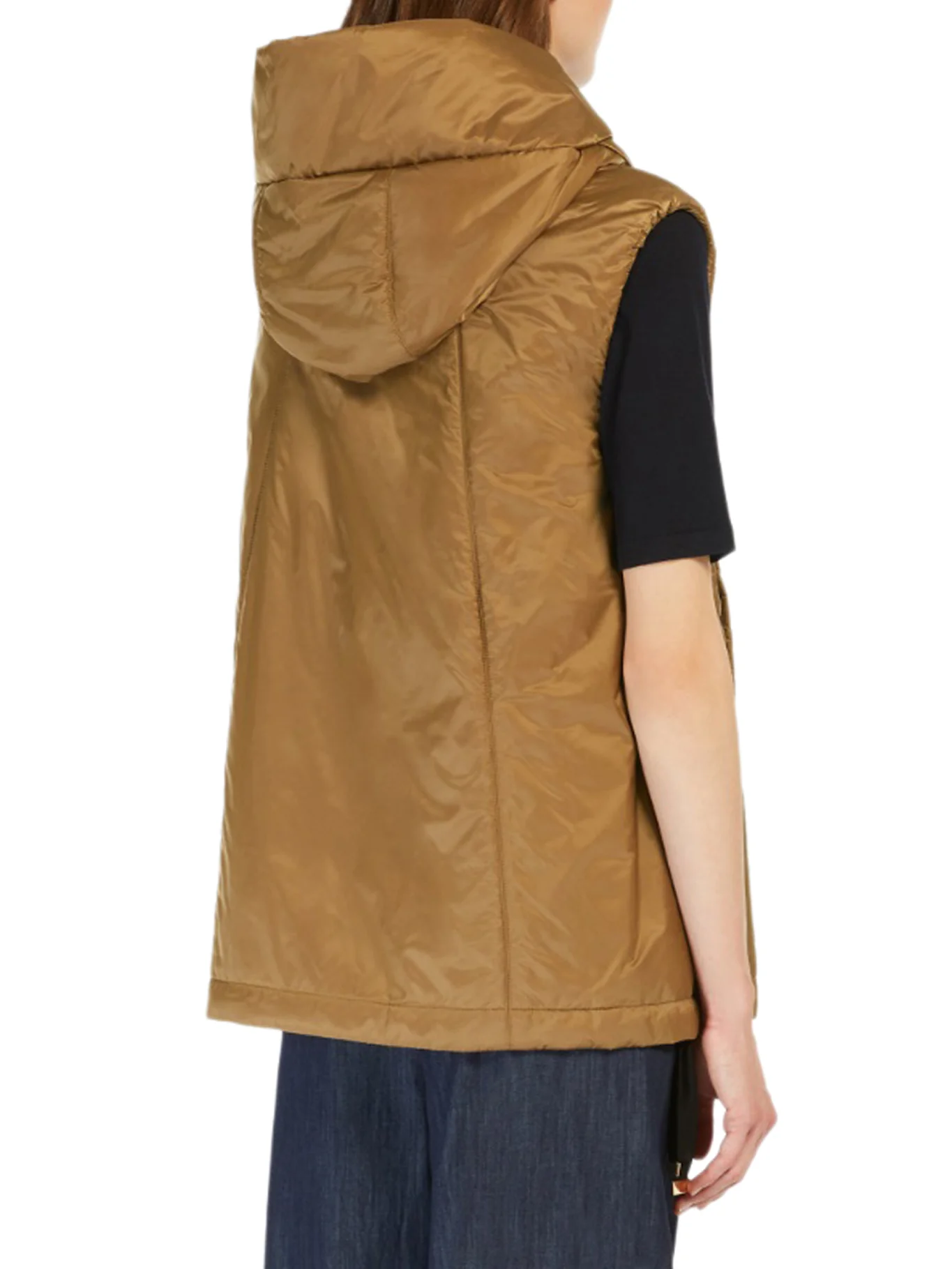 PADDED VEST WITH HOOD IN WATERPROOF CANVAS - Image 4