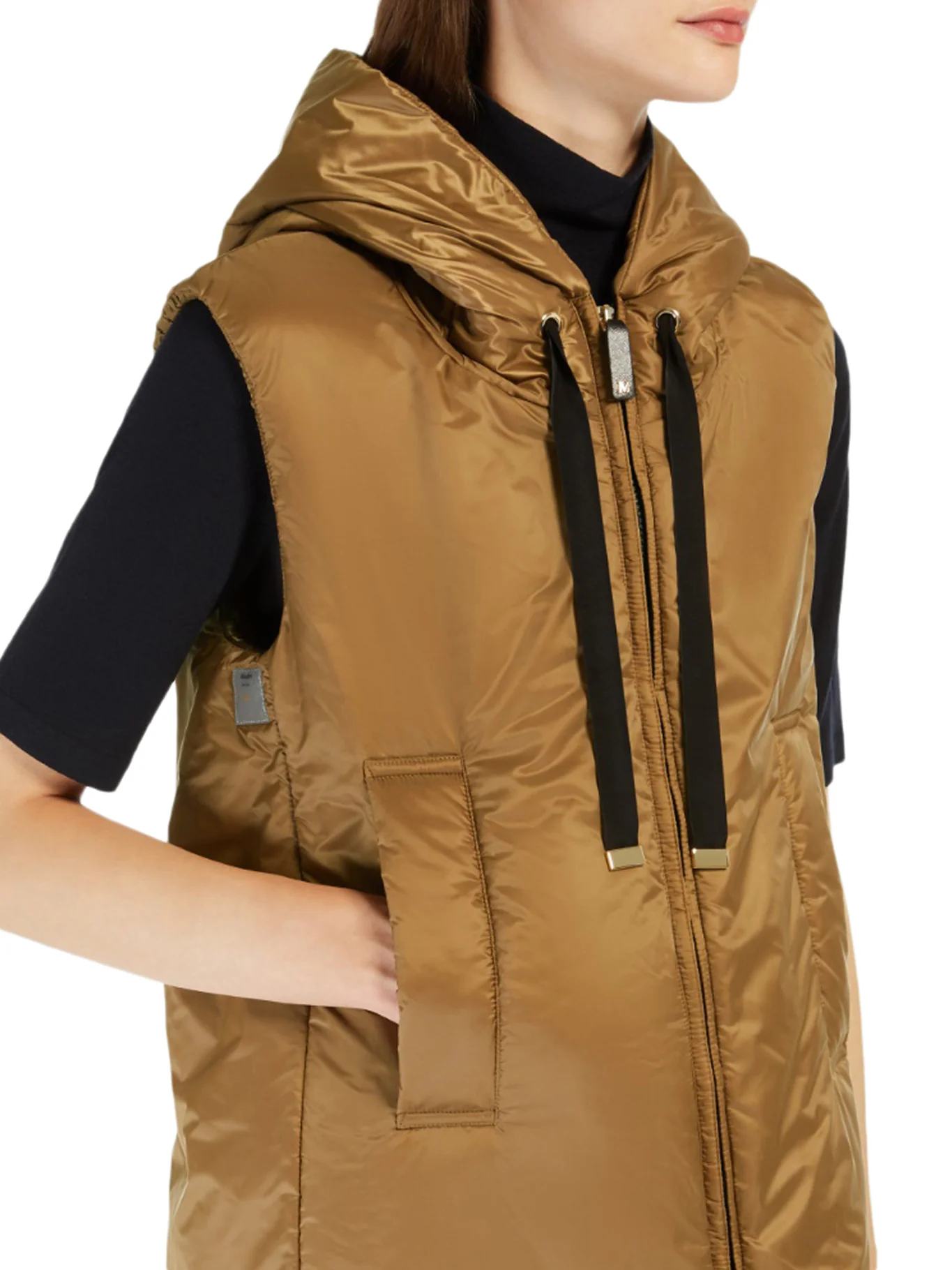 PADDED VEST WITH HOOD IN WATERPROOF CANVAS - Image 5