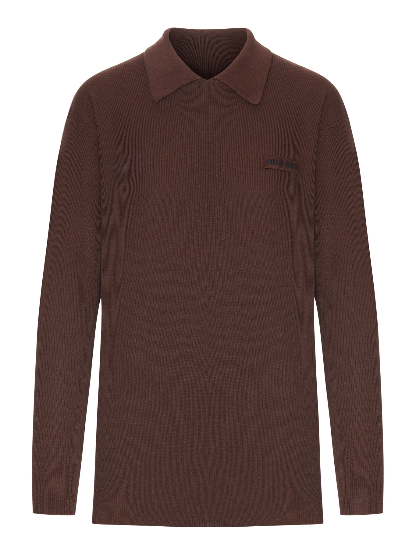 RIBBED WOOL POLO SWEATER