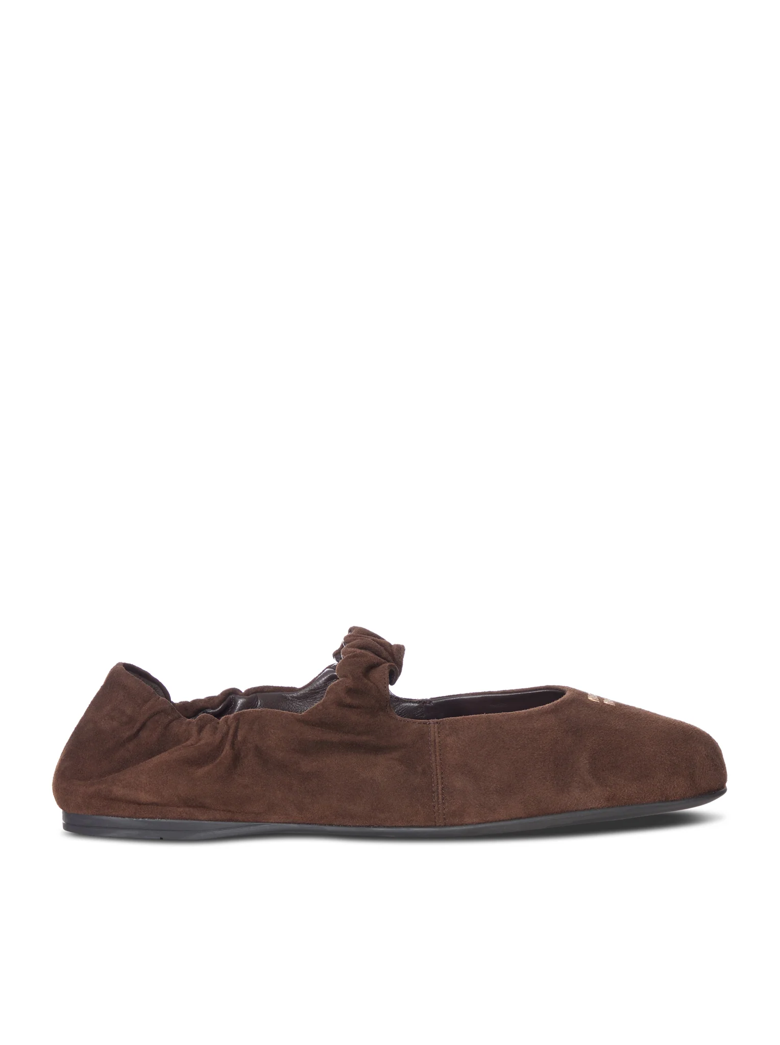 RUFFLED SUEDE BALLERINAS