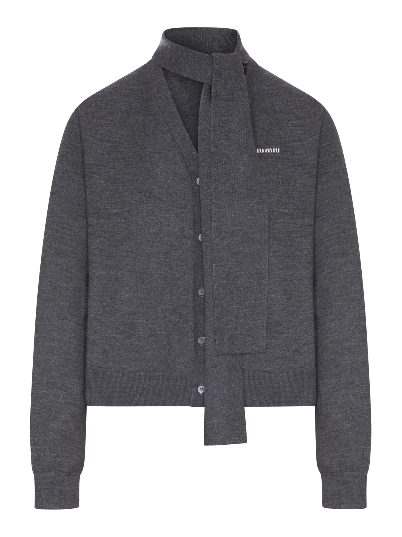 WOOL CARDIGAN WITH SCARF AND LOGO