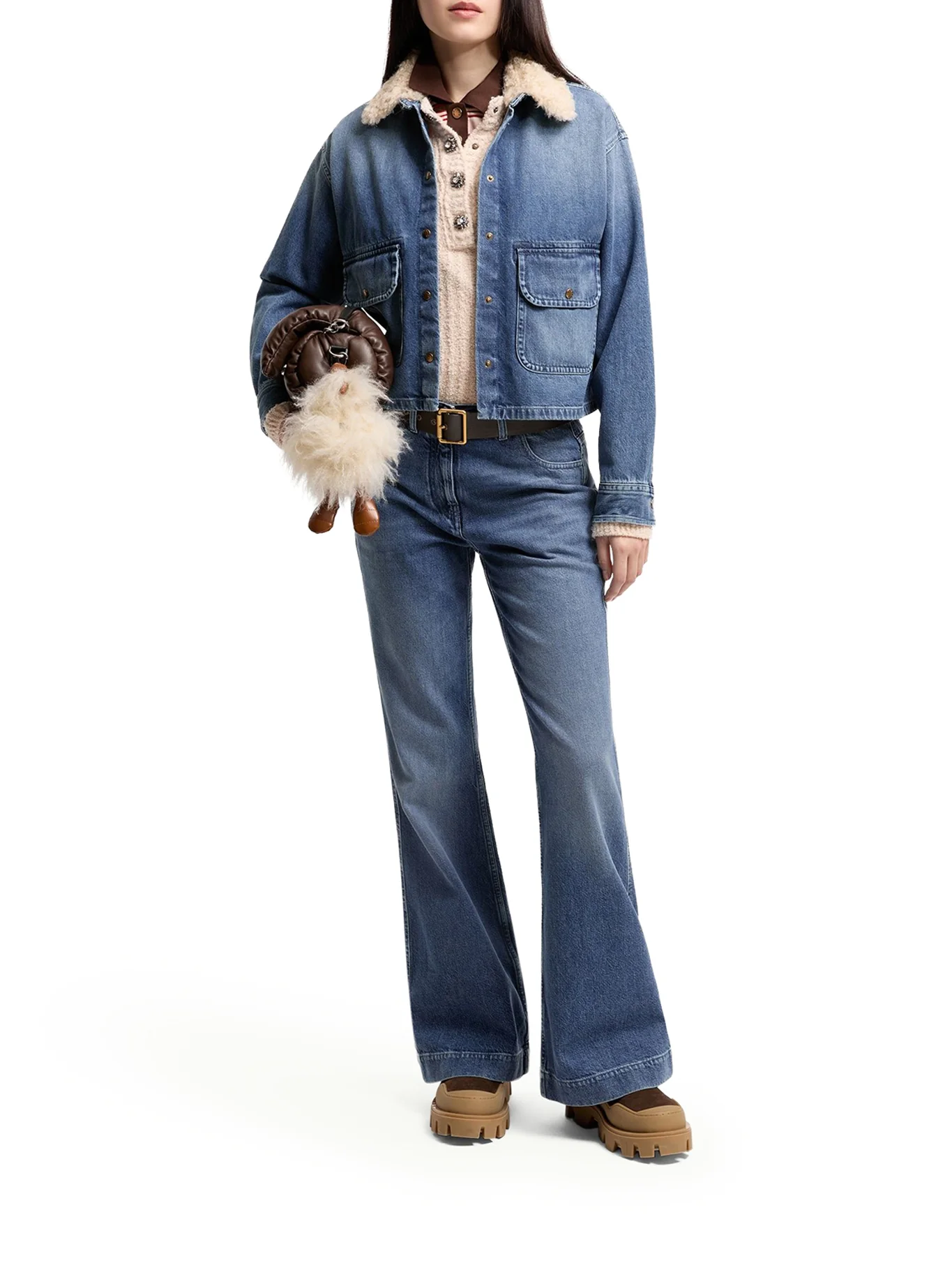 DENIM SHIRT WITH TEDDY TRIM - Image 2