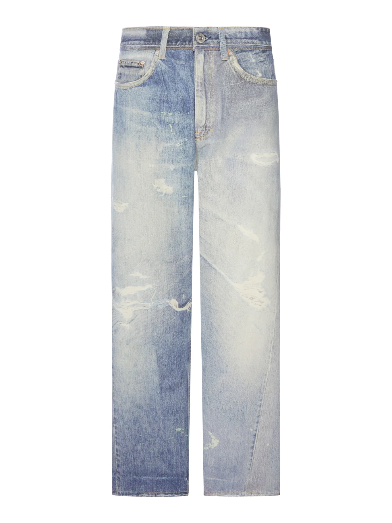 THIRD CUT COTTON JEANS WITH DIGITAL PRINT