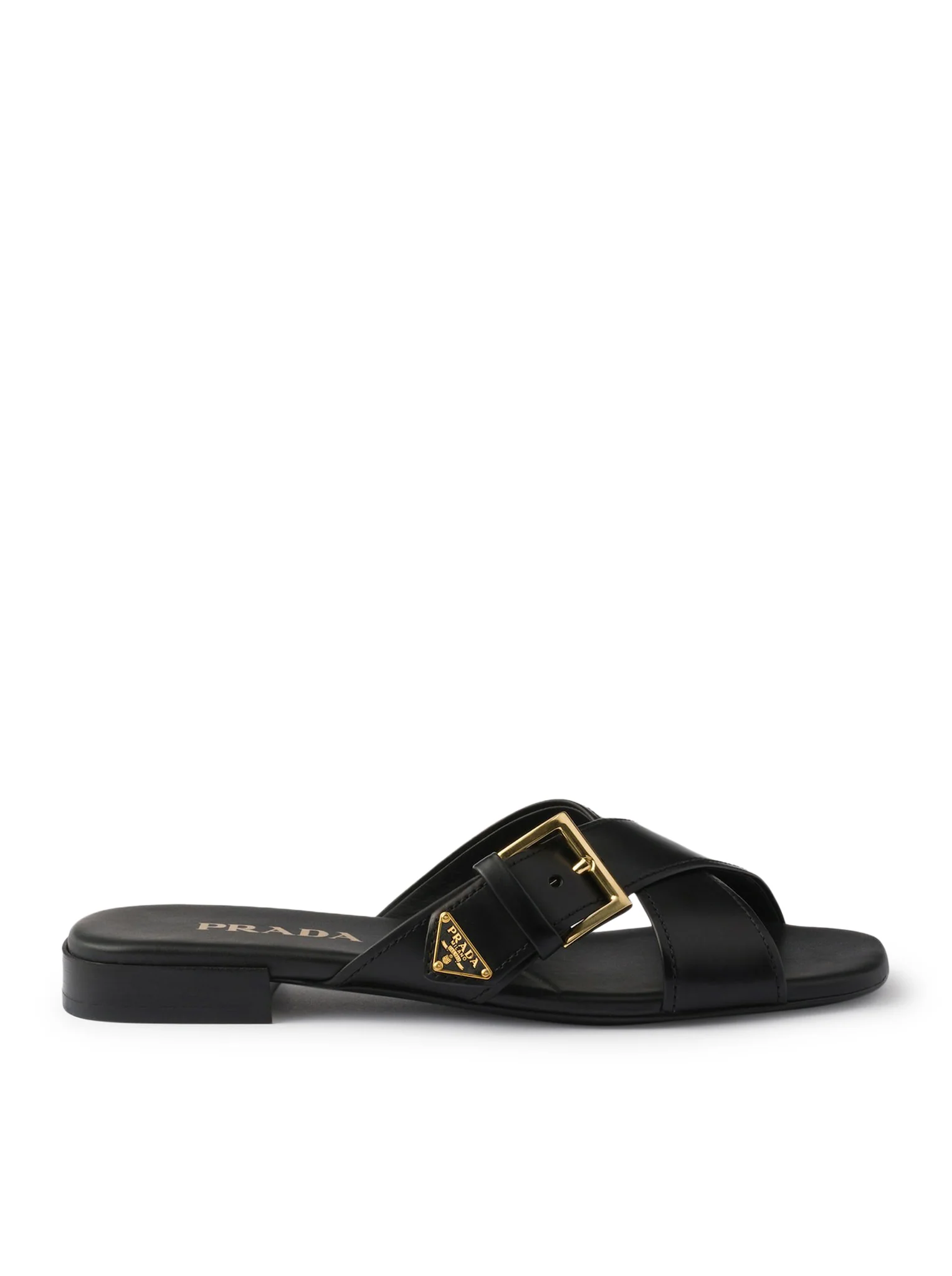 LEATHER SLIDER SANDALS WITH BUCKLE
