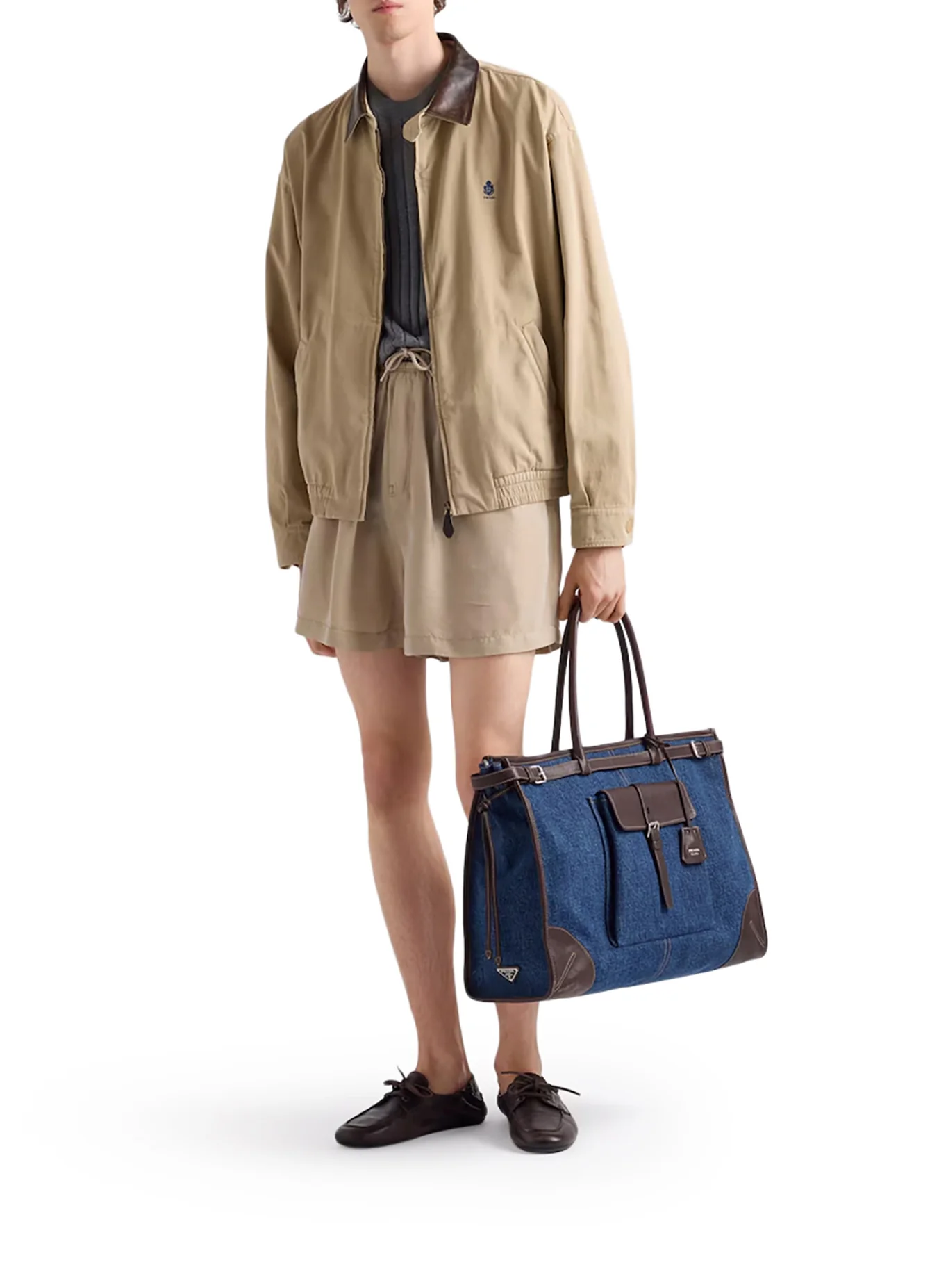 PRADA BONNIE SHOPPING BAG IN DENIM AND LEATHER - Image 3