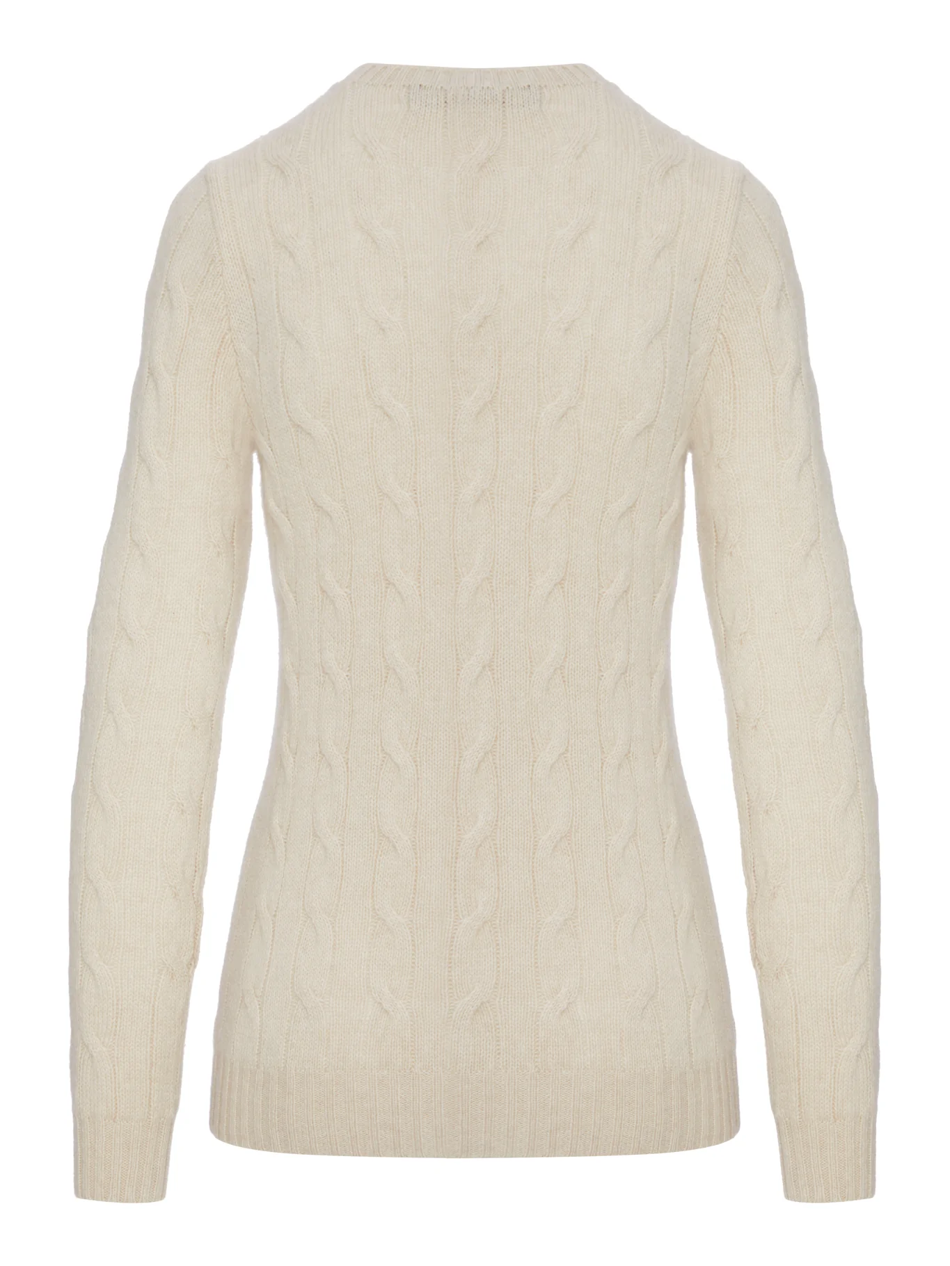 CREW NECK CASHMERE CABLE KNIT SWEATER - Image 2
