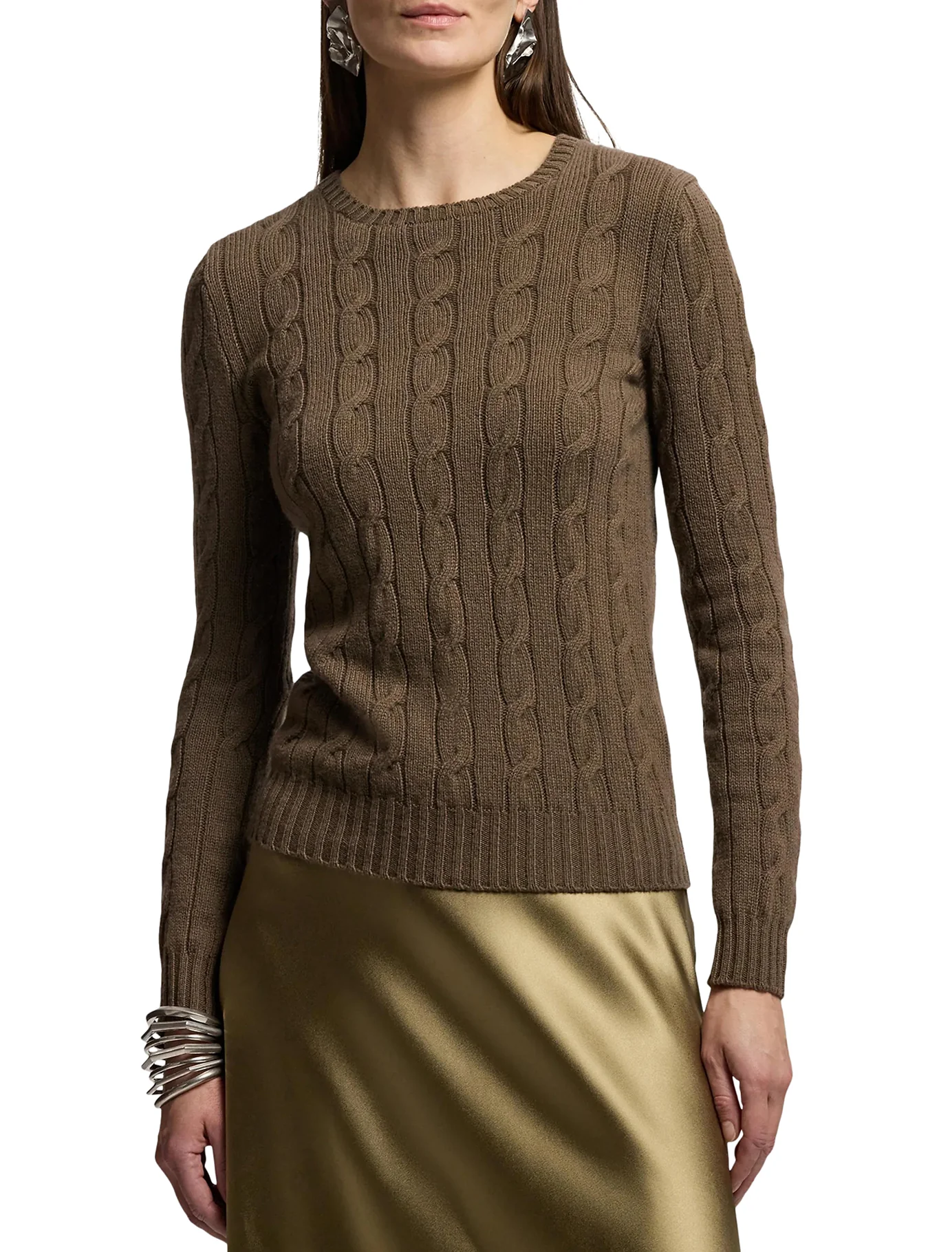 CREWNECK CASHMERE CABLE KNIT SWEATER - Image 3