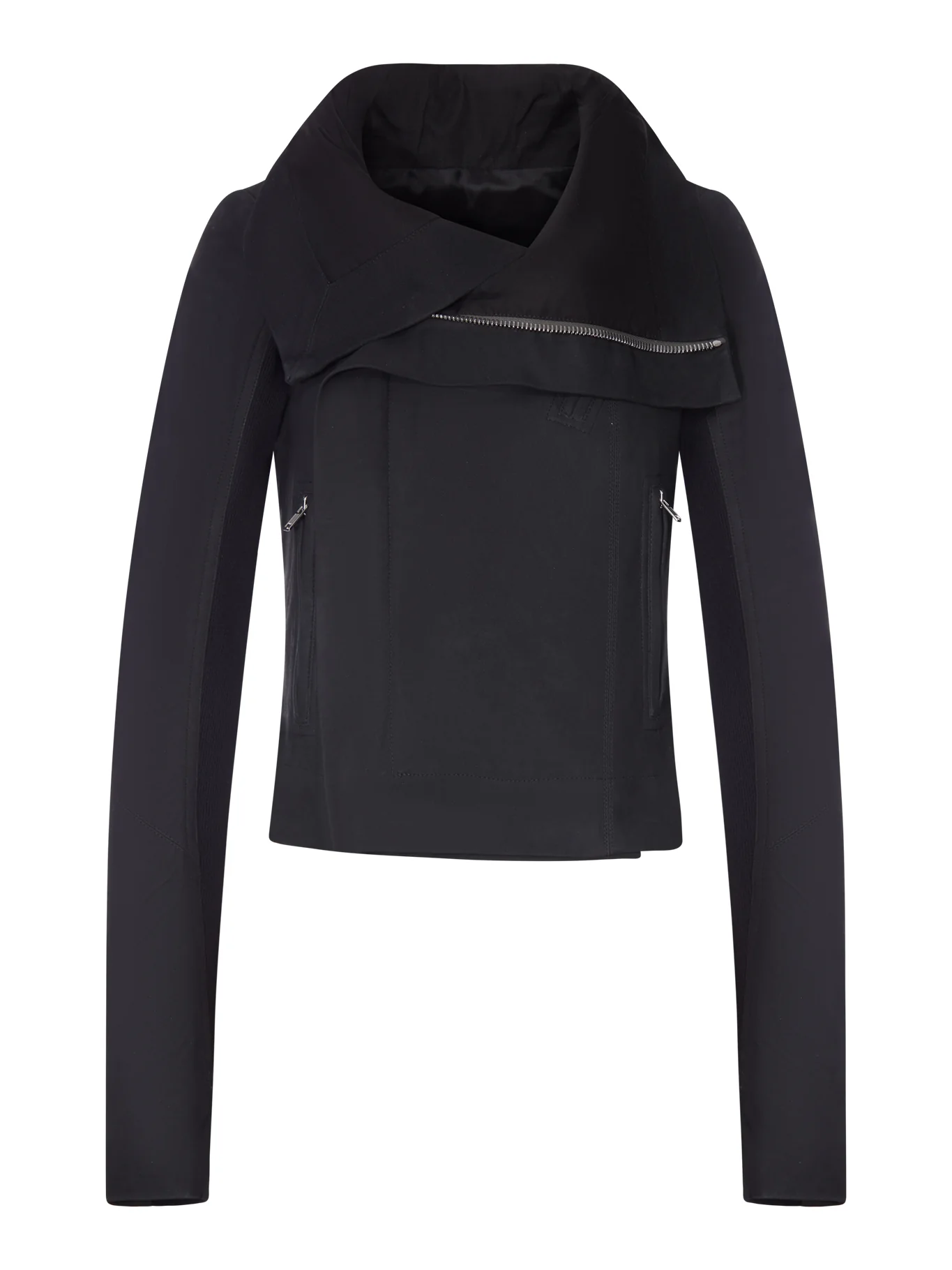 BIKER JACKET WITH WIDE WRAP COLLAR