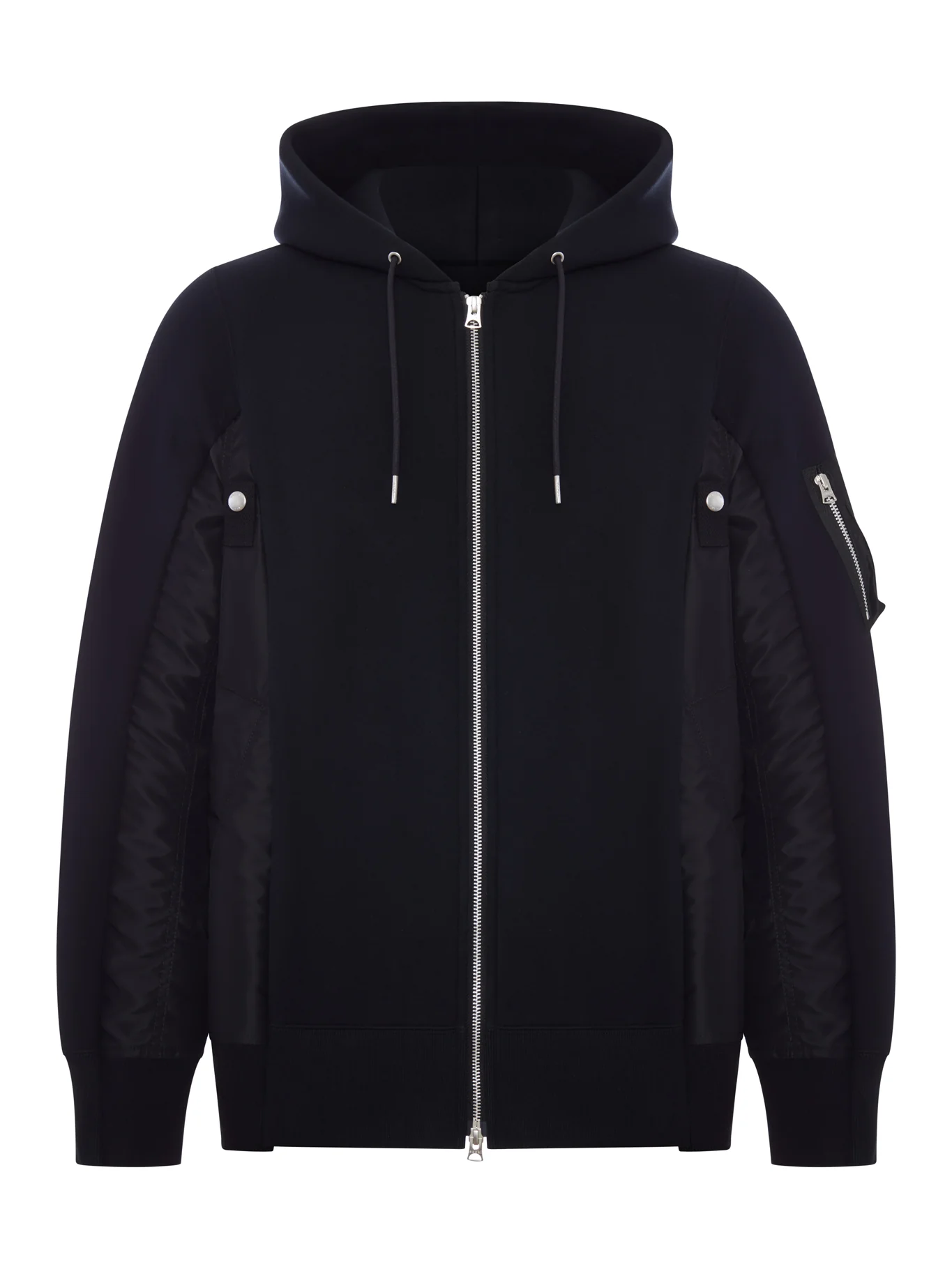 COTTON AND NYLON ZIP-UP HOODIE