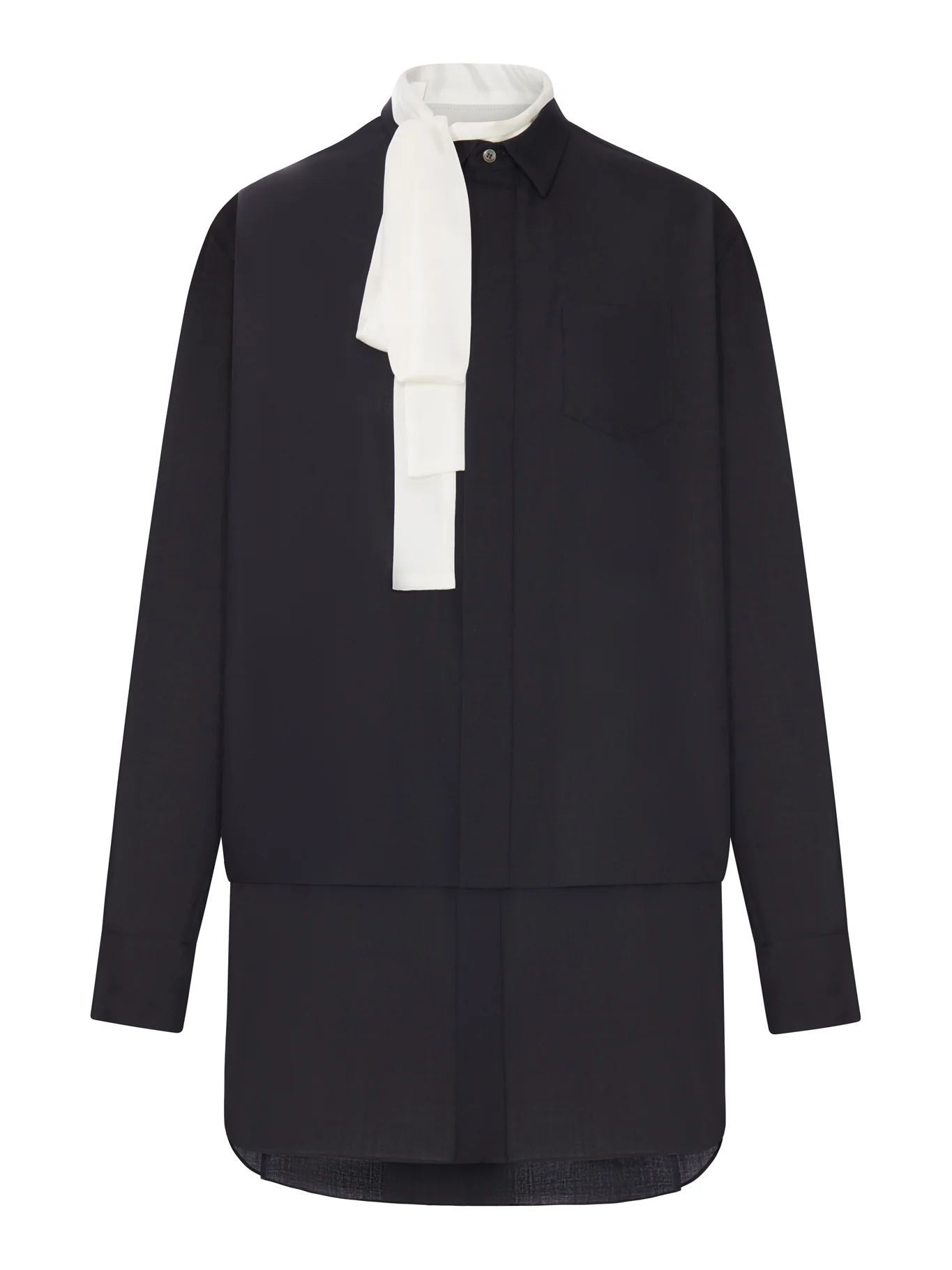 SHIRT DRESS WITH INTEGRATED SCARF