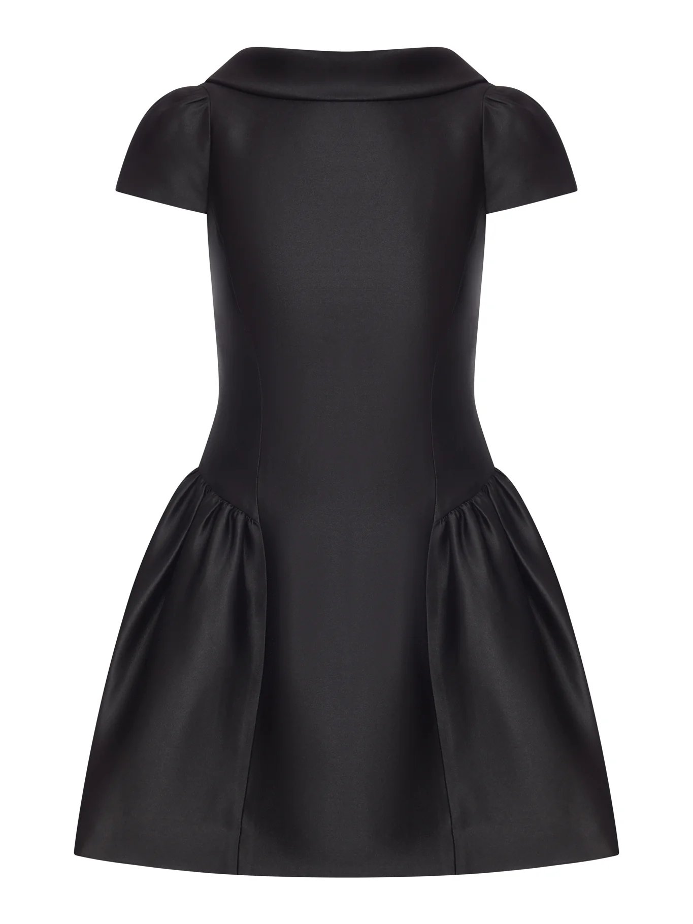 BLACK TAFFETA MINI DRESS WITH COLLAR