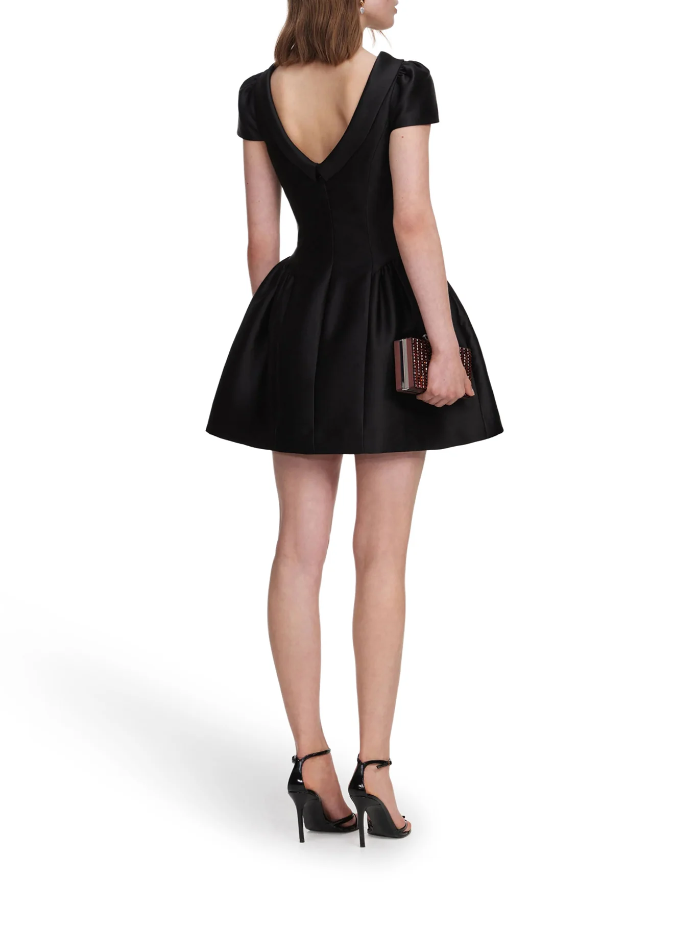 BLACK TAFFETA MINI DRESS WITH COLLAR - Image 3