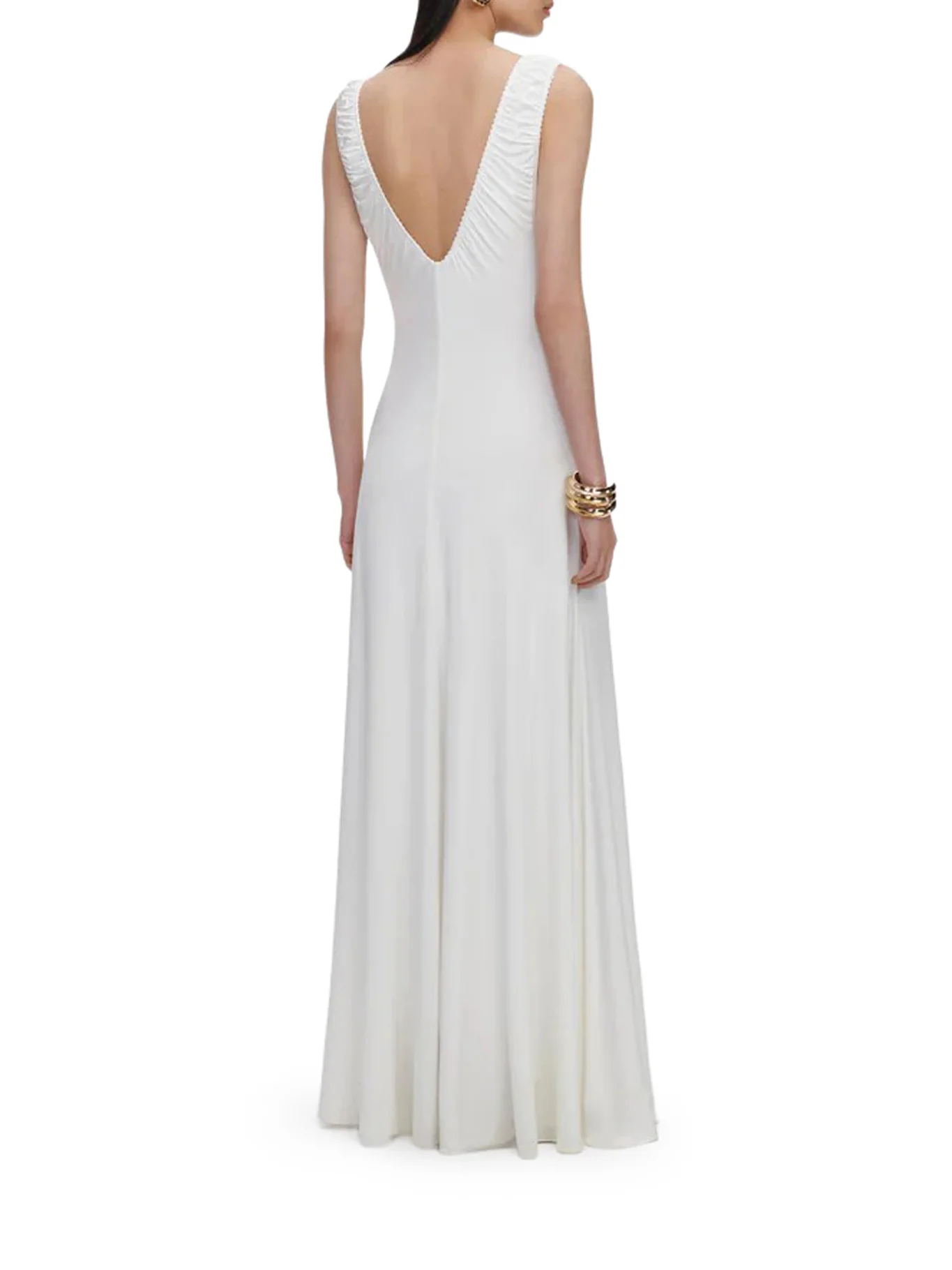 LONG WHITE JERSEY DRESS WITH GRIPPING - Image 3