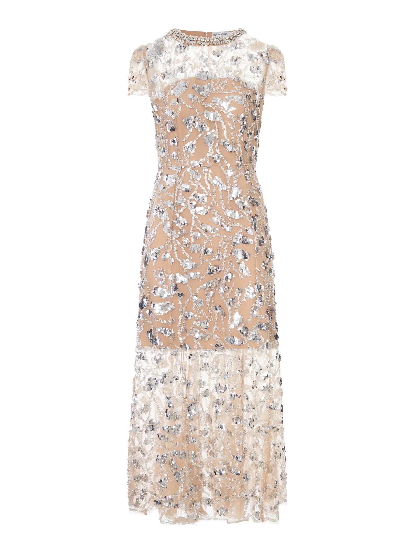 MIDI DRESS EMBELLISHED WITH SILVER SEQUINS