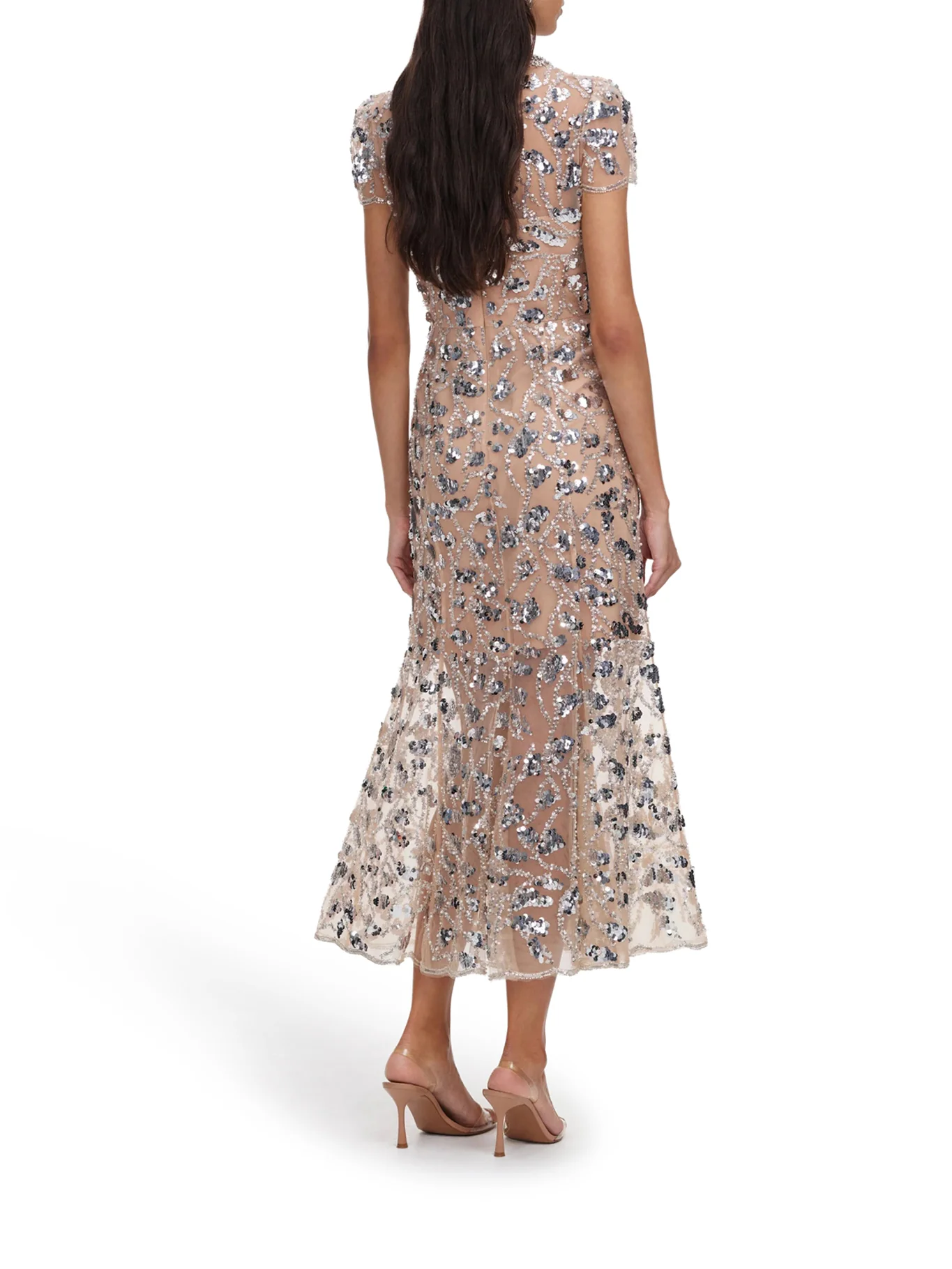 MIDI DRESS EMBELLISHED WITH SILVER SEQUINS - Image 3