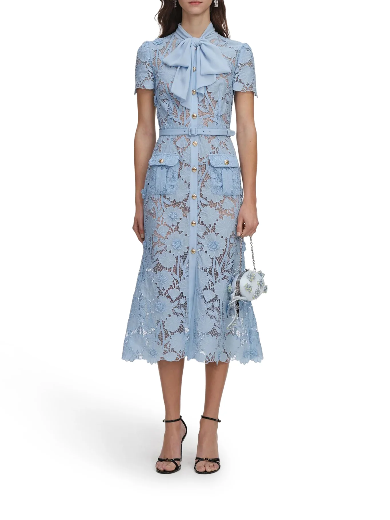 MIDI LACE DRESS WITH LAYERS ON THE NECK - Image 2