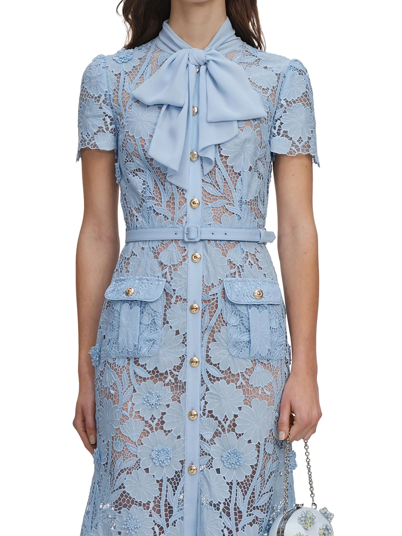 MIDI LACE DRESS WITH LAYERS ON THE NECK - Image 5
