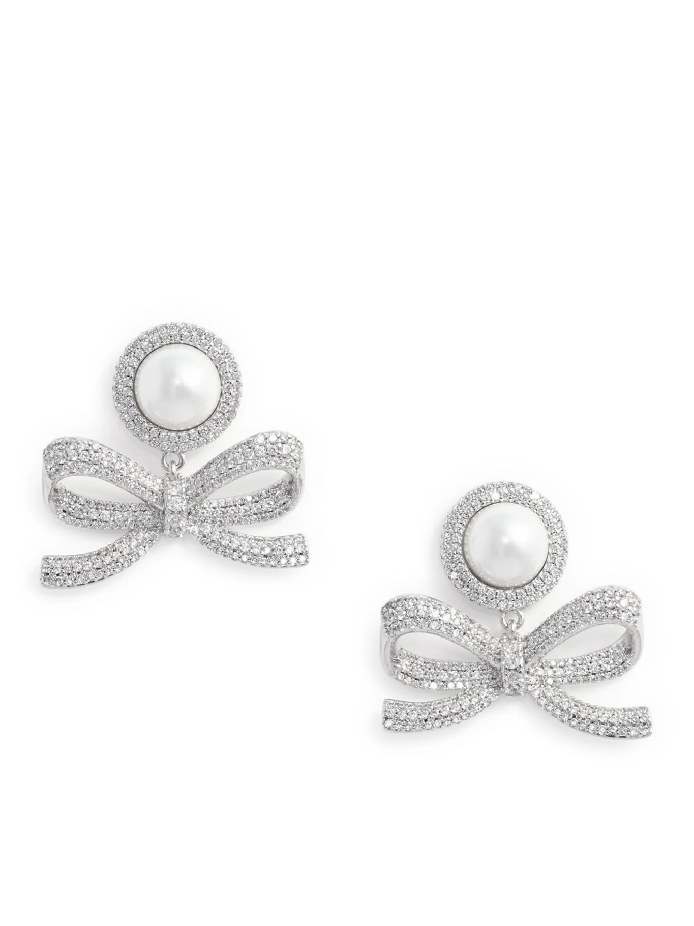 PEARL BOW DANGLE EARRINGS