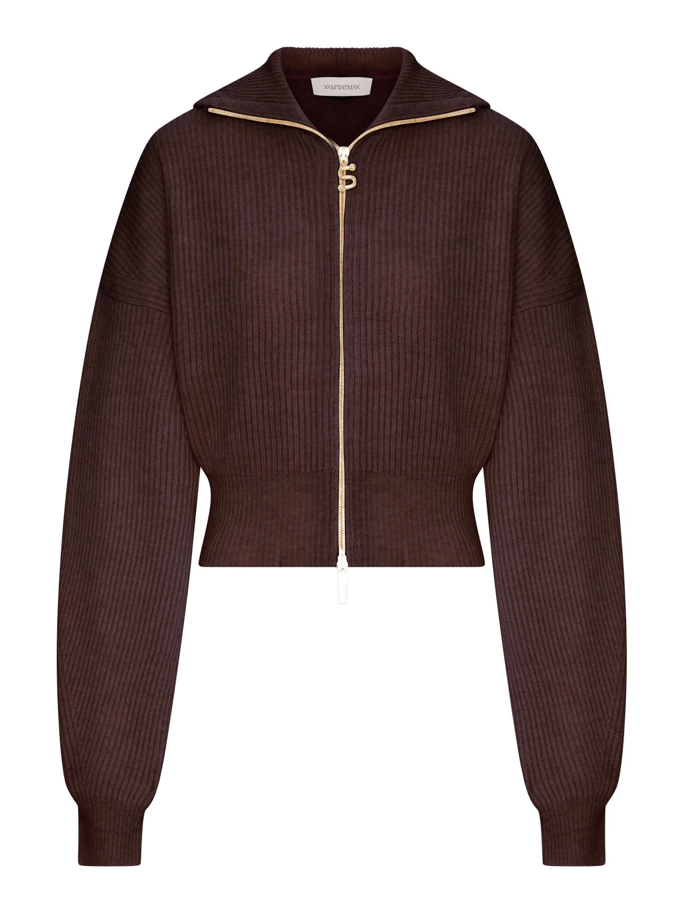 RIBBED WOOL CARDIGAN WITH WIDE COLLAR