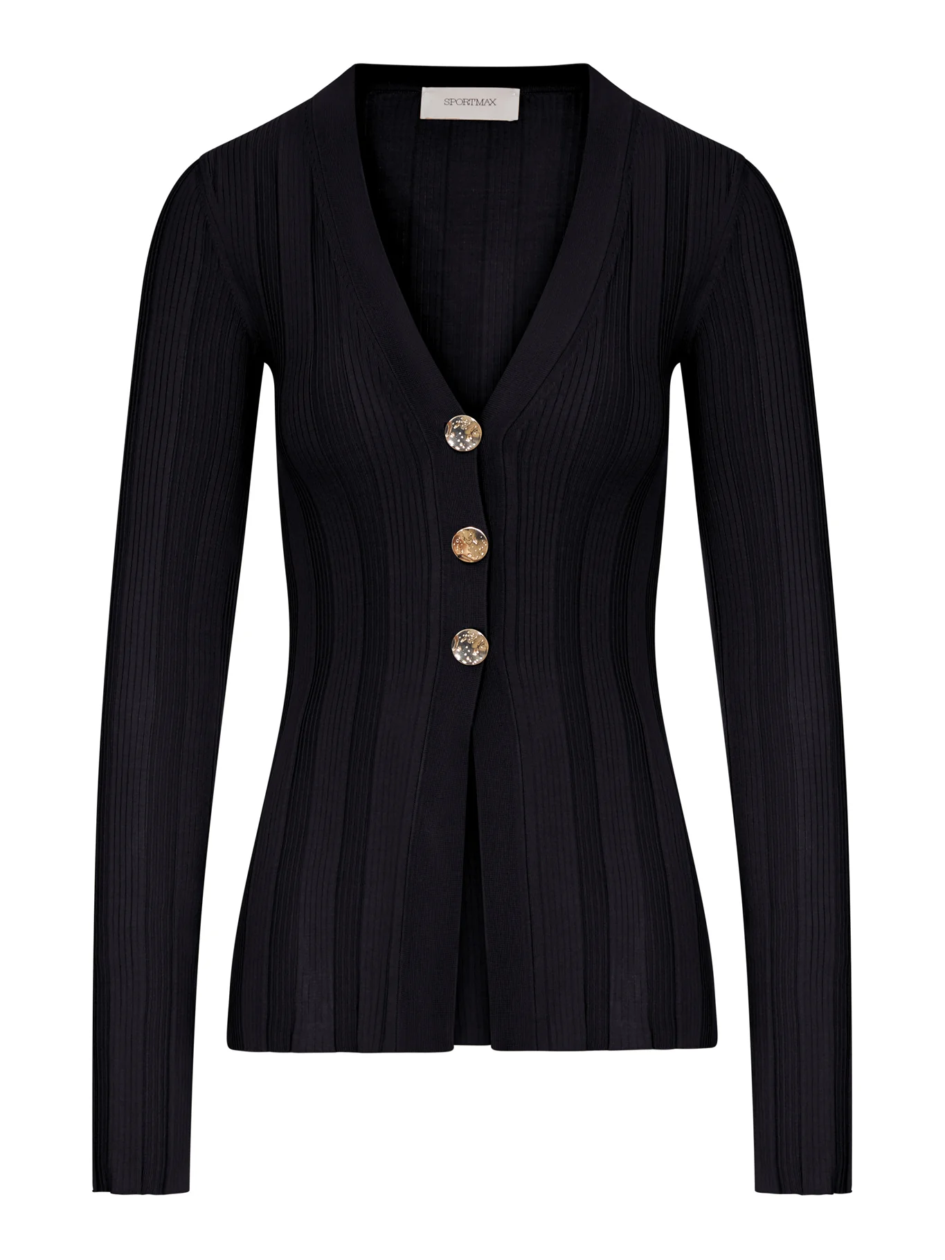 SLIM RIBBED VISCOSE CARDIGAN