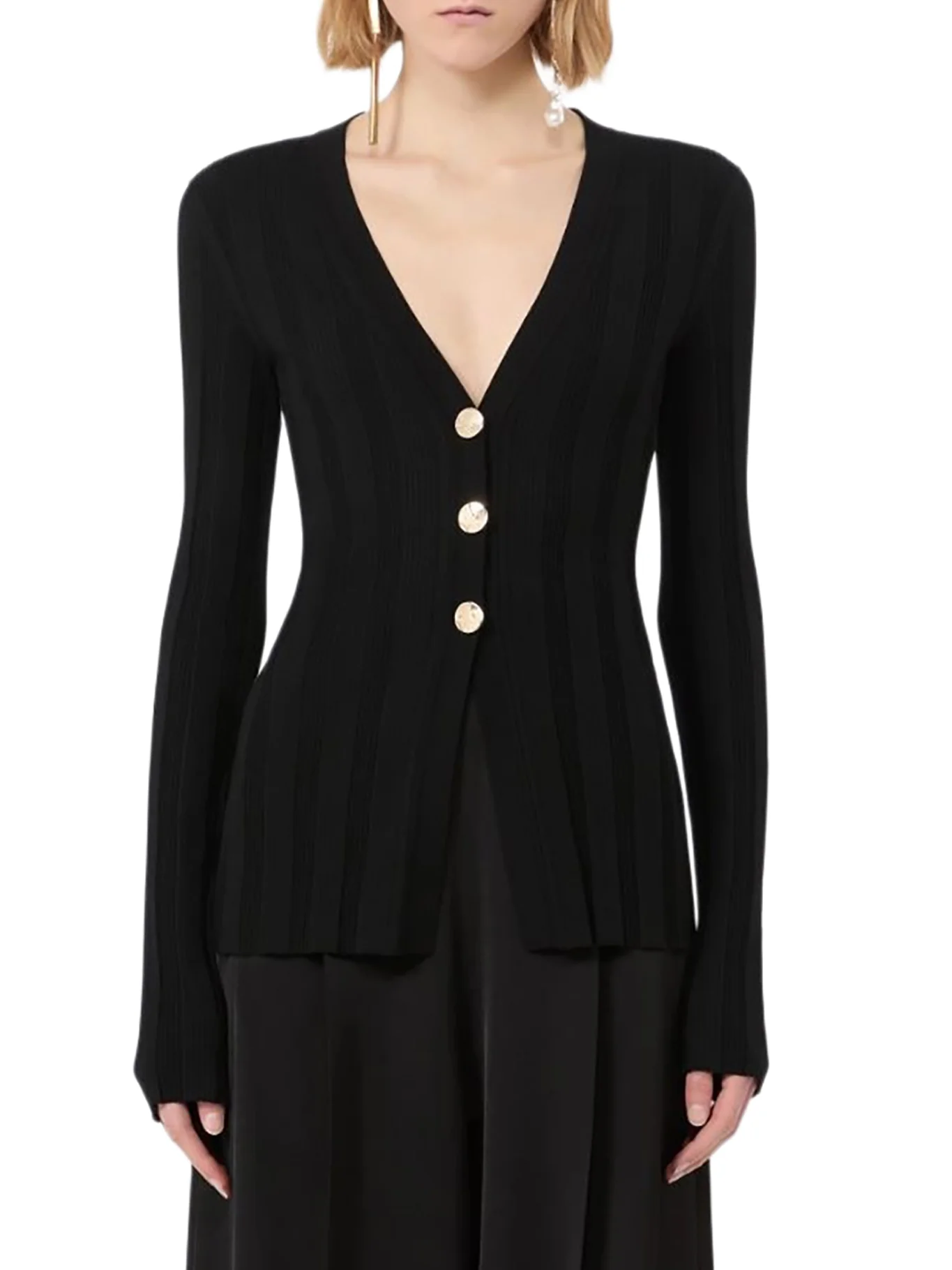 SLIM RIBBED VISCOSE CARDIGAN - Image 3