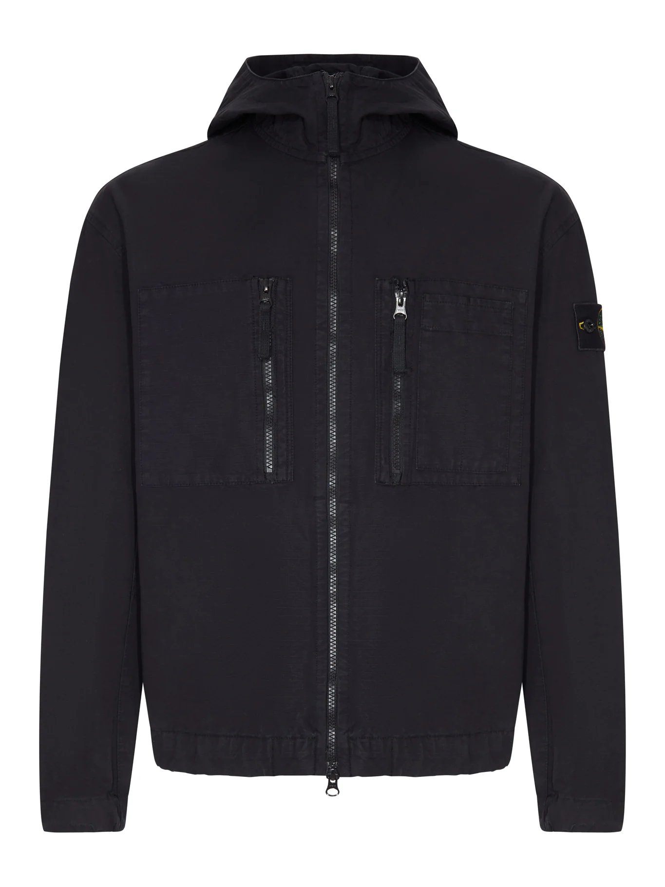 COTTON OVERSHIRT WITH HOOD AND STONE ISLAND BADGE