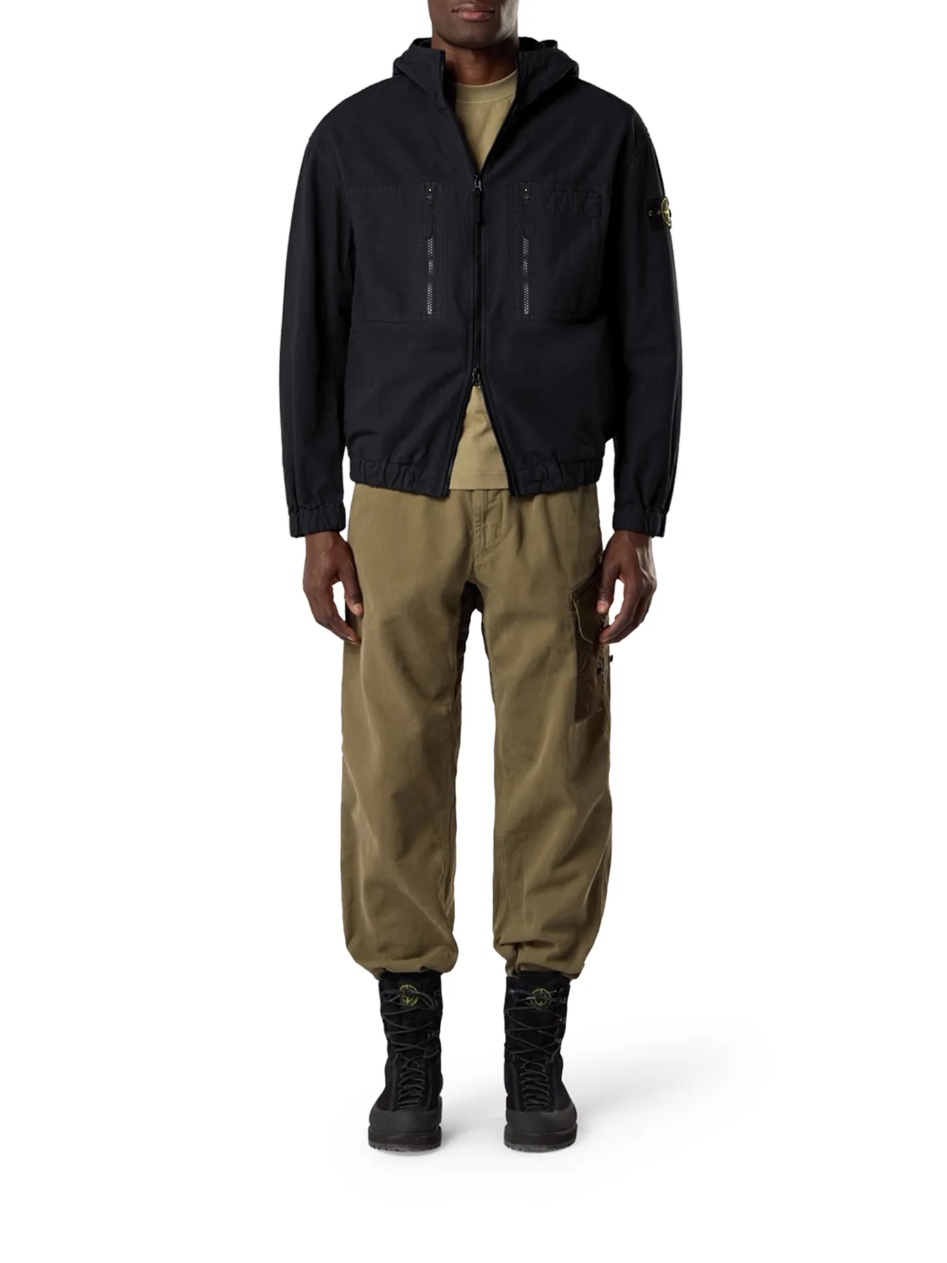 COTTON OVERSHIRT WITH HOOD AND STONE ISLAND BADGE - Image 2