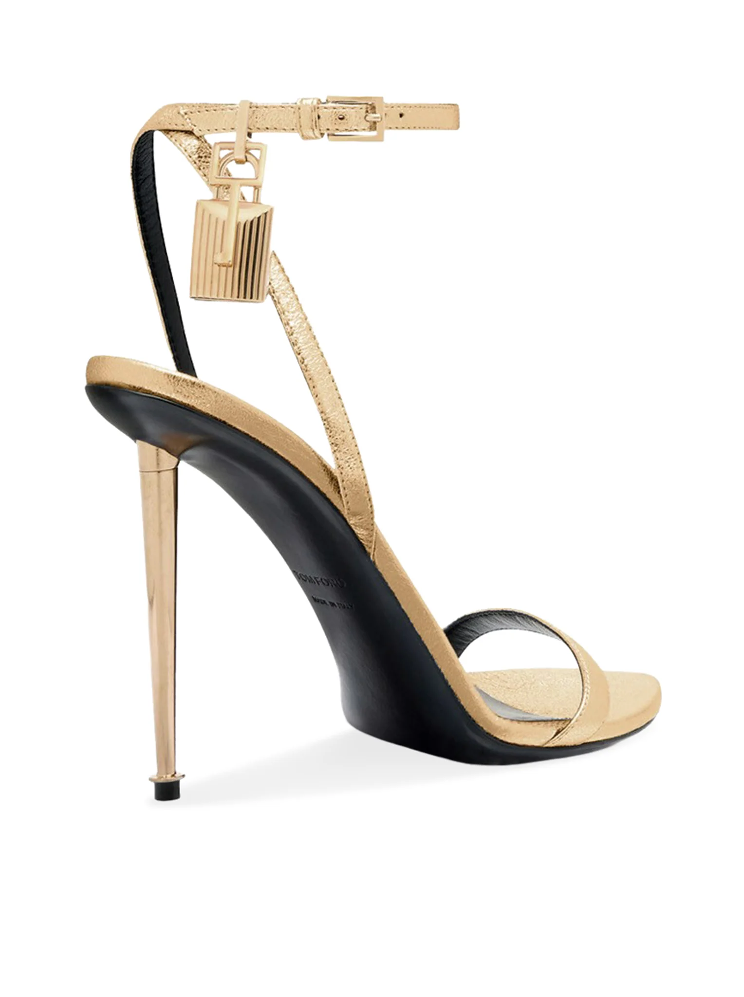 GOLD HIGH-HEELED STILETTO SANDAL IN PATENT LEATHER - Image 3