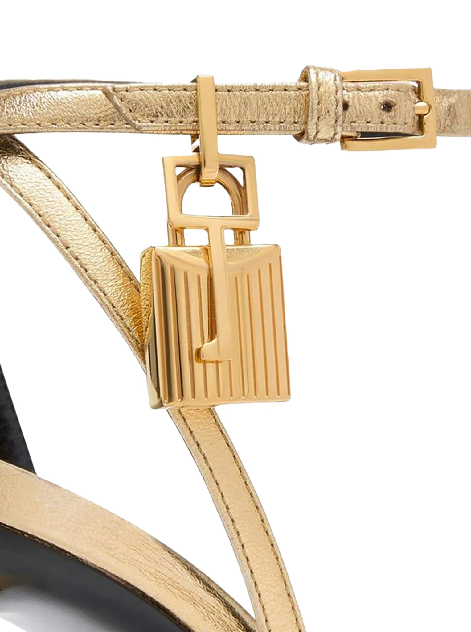 GOLD HIGH-HEELED STILETTO SANDAL IN PATENT LEATHER - Image 5