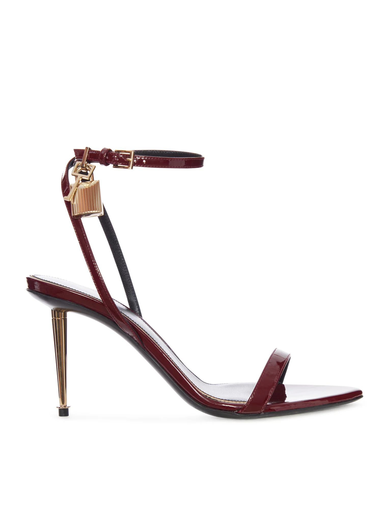 HIGH-HEELED PATENT LEATHER STILETTO SANDALS