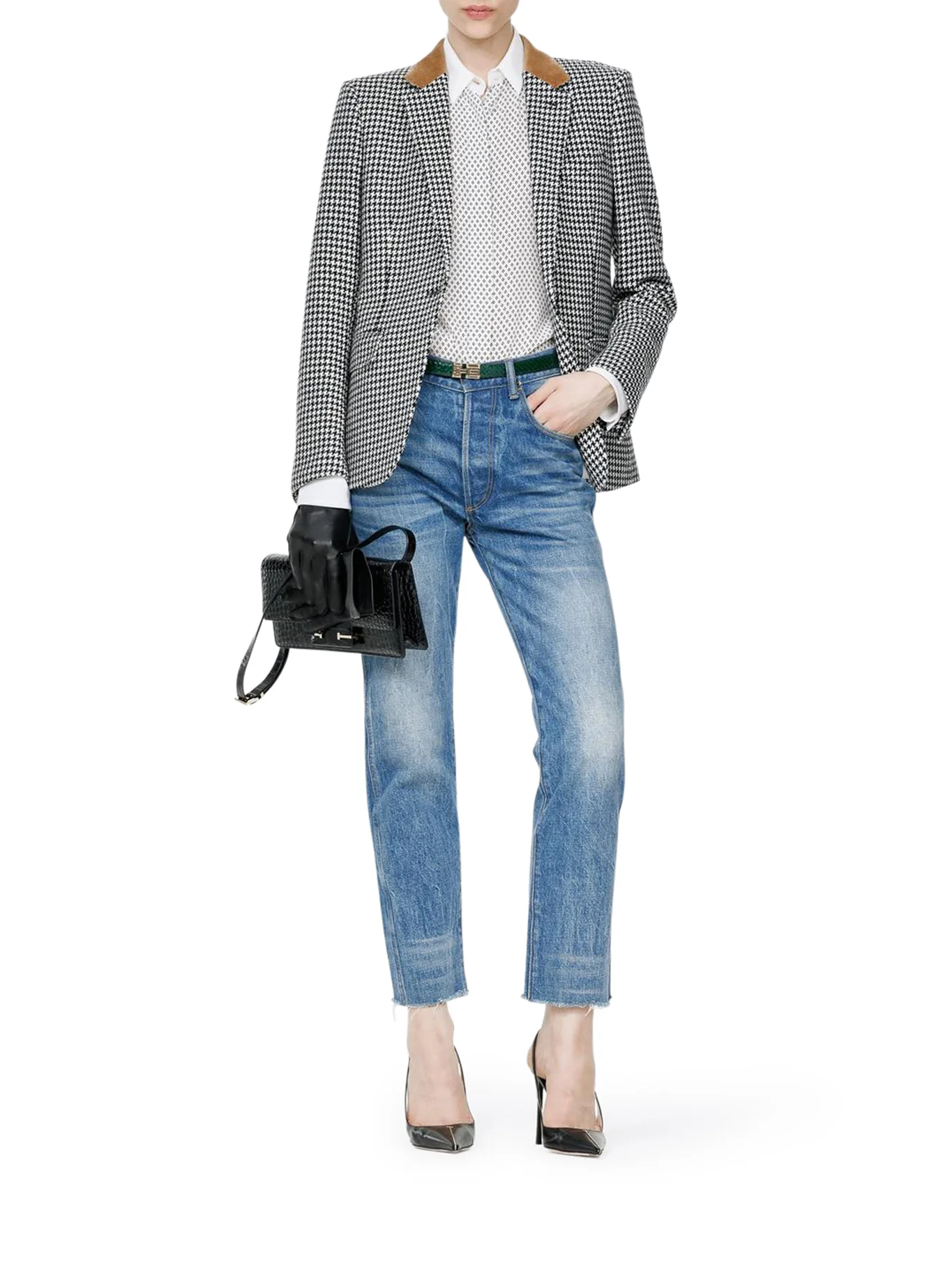 SILK CRÊPE DE CHINE SHIRT WITH DIAMOND PRINT - Image 2