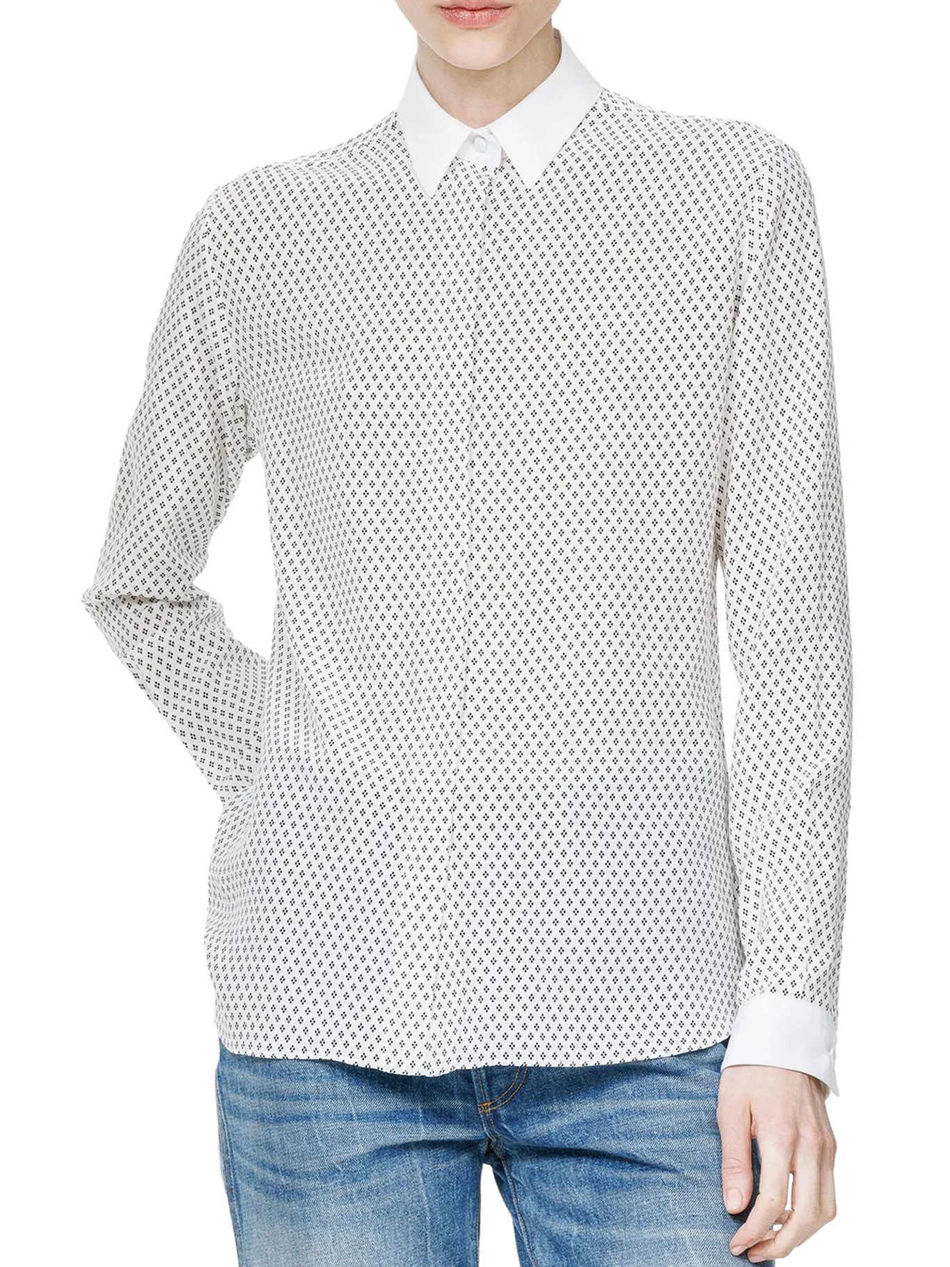 SILK CRÊPE DE CHINE SHIRT WITH DIAMOND PRINT - Image 3