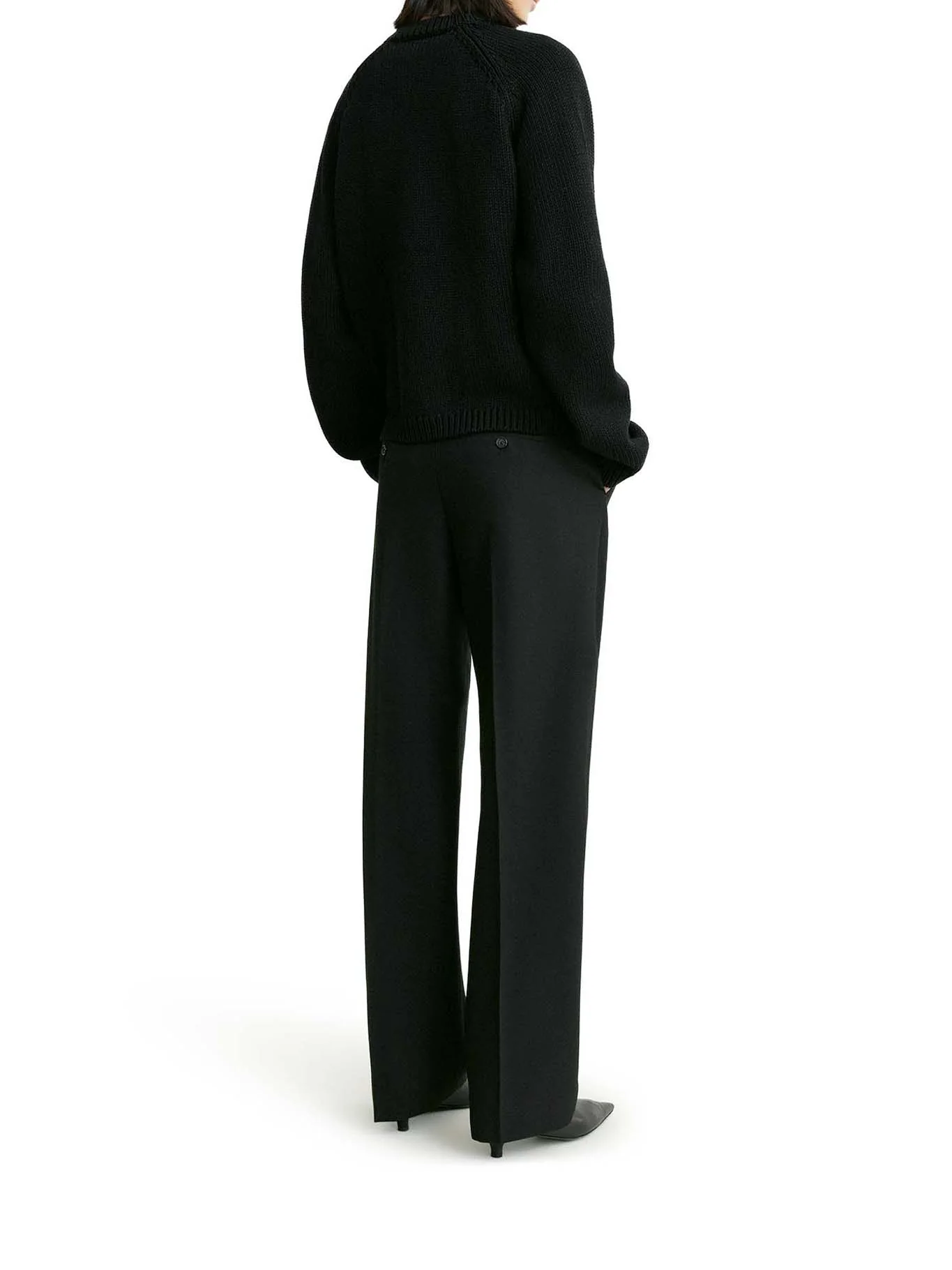BLACK COTTON CARDIGAN WITH HAMMERED-EFFECT BUTTONS - Image 3