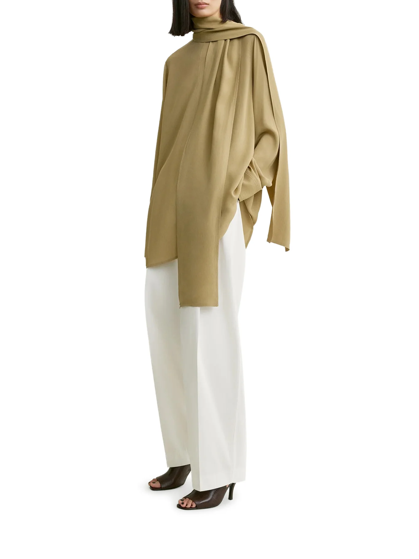 BLOUSE WITH DRAPED SCARF - Image 4