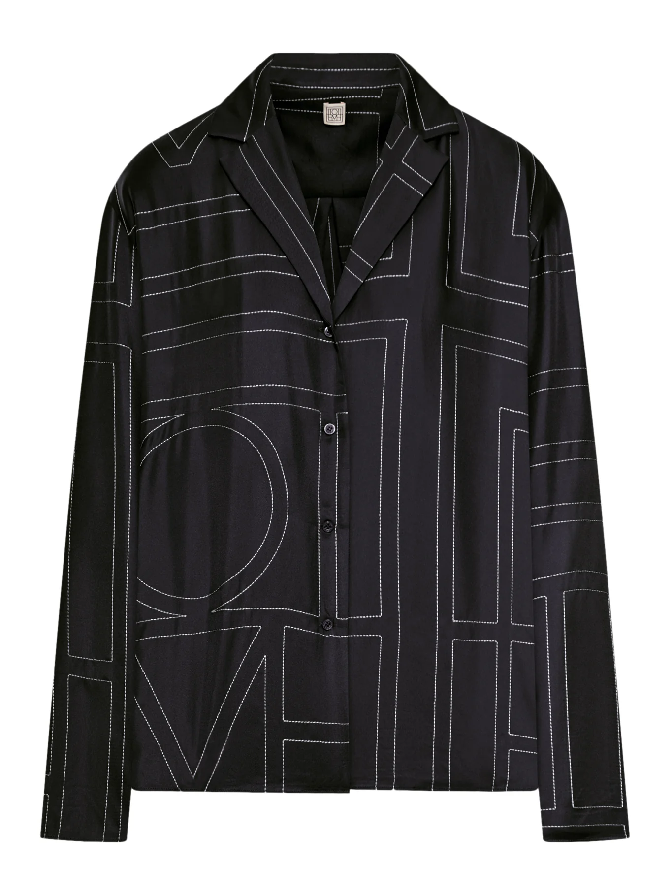 SILK SHIRT WITH MONOGRAM EMBROIDERY
