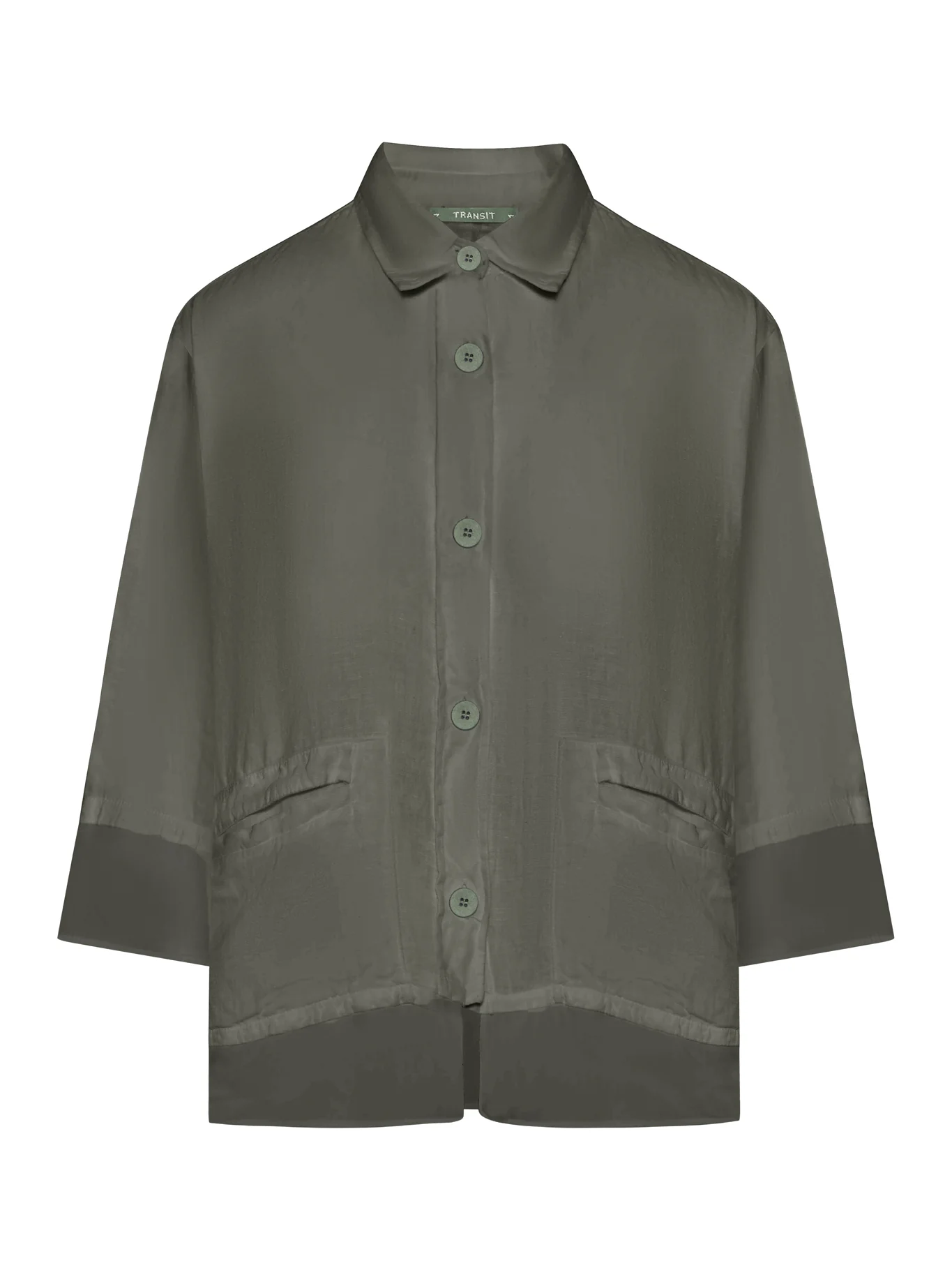 3/4 SLEEVE LINEN SHIRT WITH GEORGETTE INSERTS