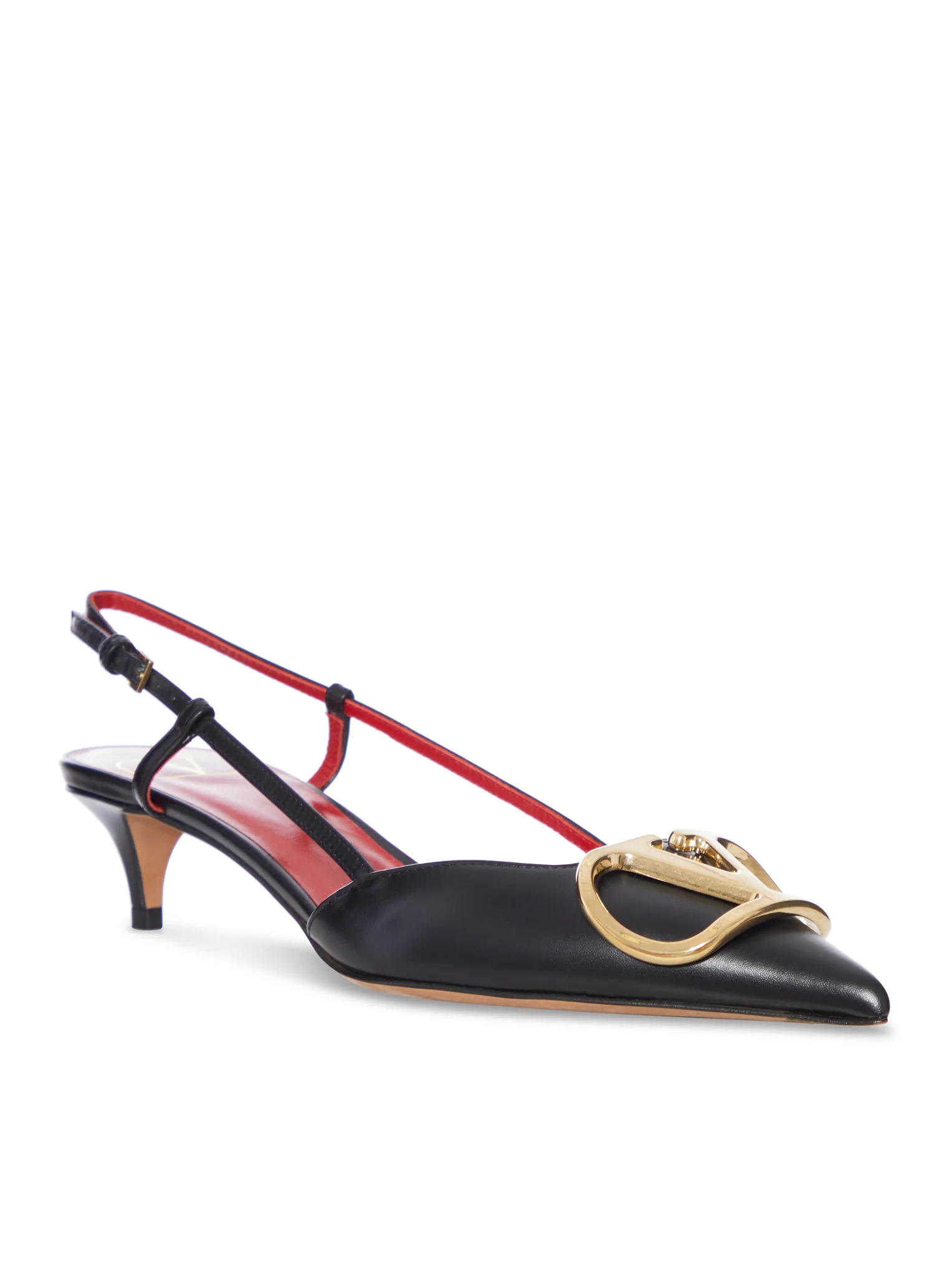 LEATHER SLINGBACK PUMPS WITH V LOGO DETAIL - Image 2
