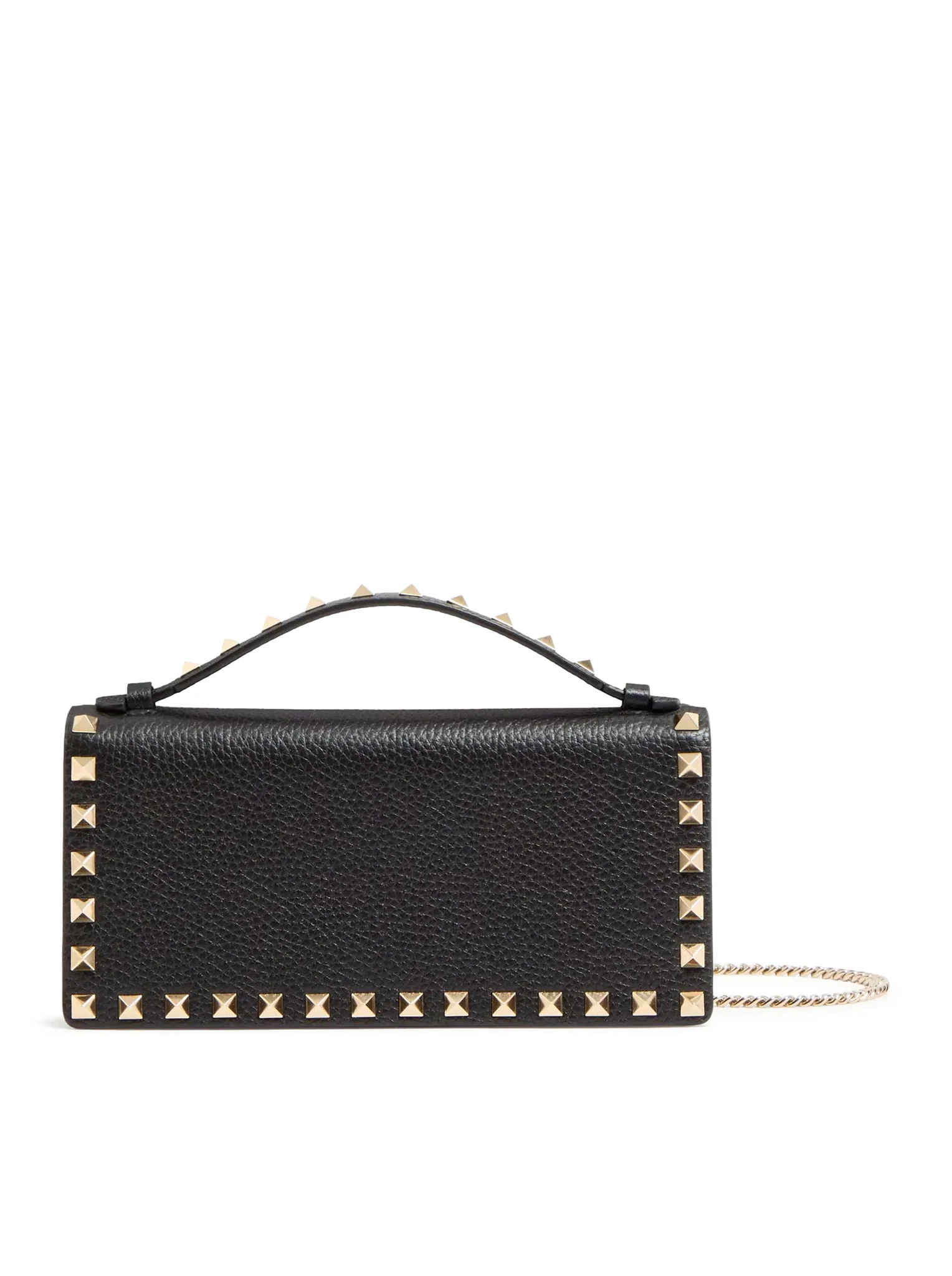 ROCKSTUD CHAIN WALLET IN GARNET CALFSKIN
