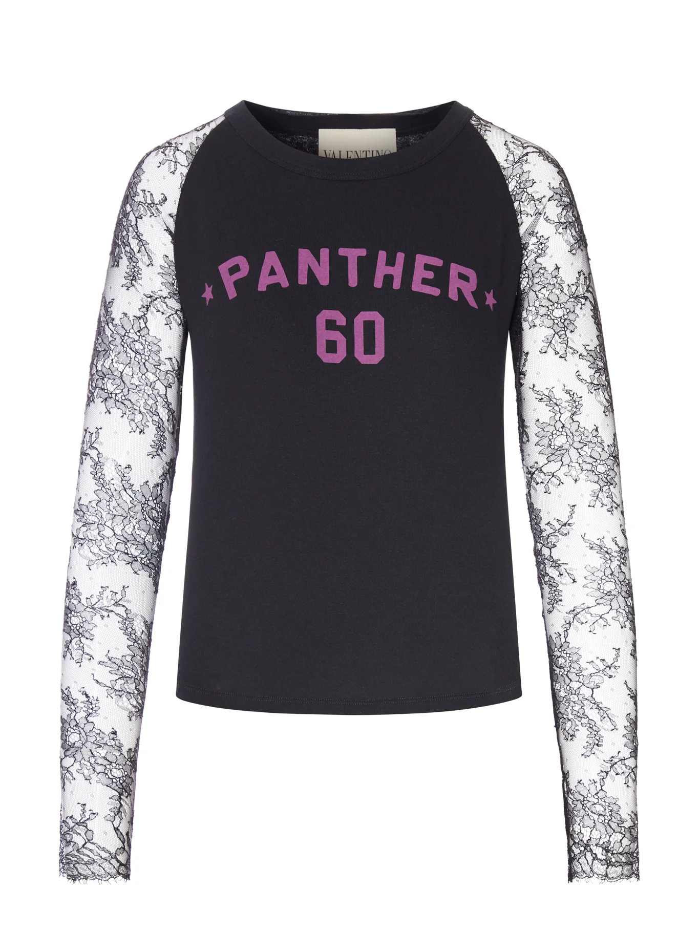 T-SHIRT WITH LACE SLEEVES AND GRAPHIC PRINT