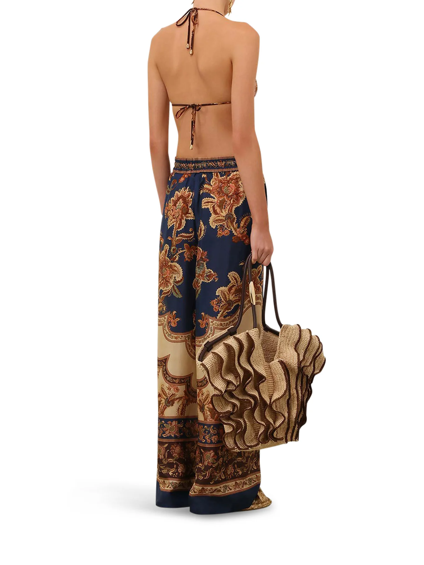 ASTER WIDE LEG PRINTED SILK TROUSERS - Image 3
