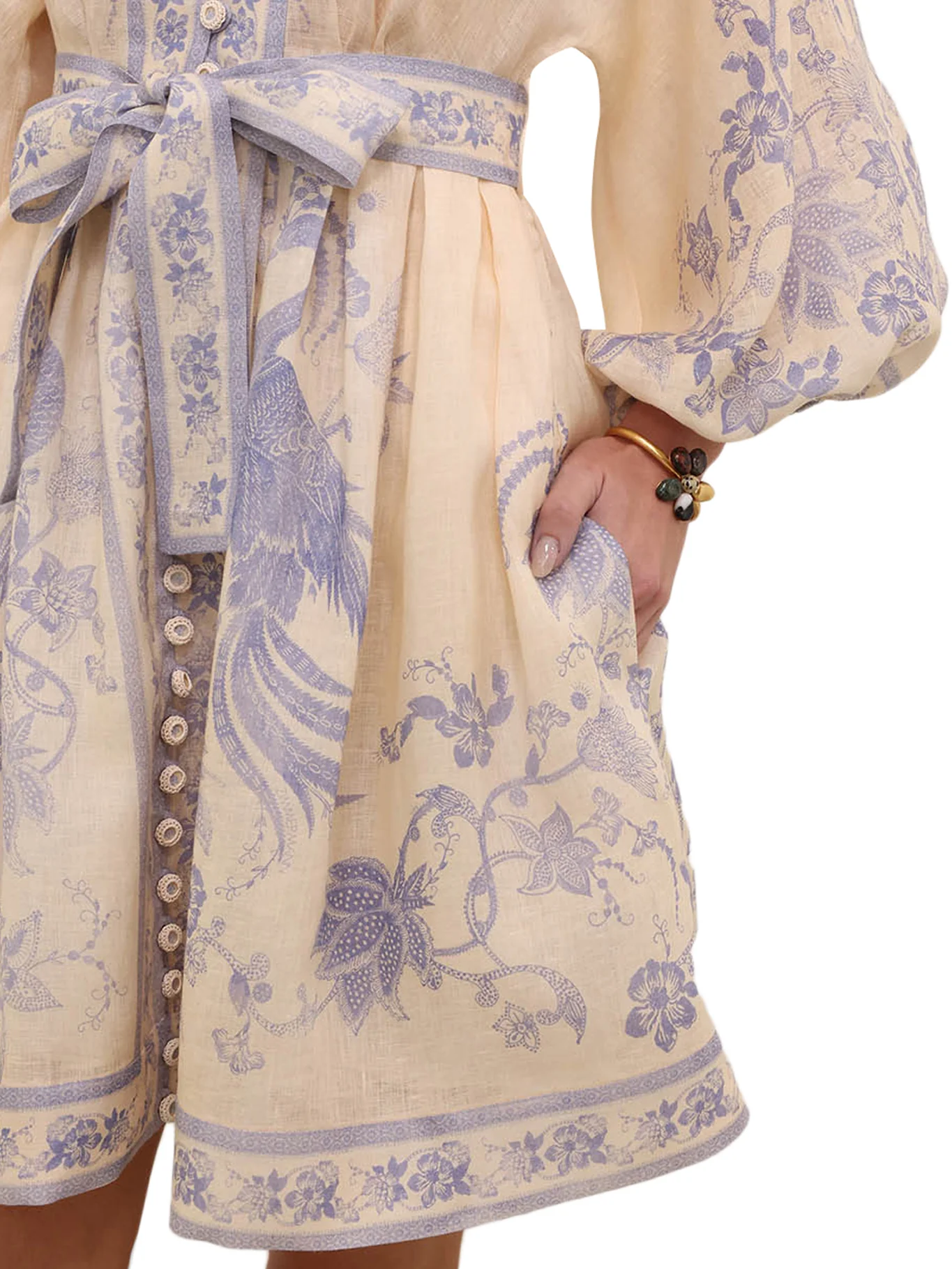 INDRA PLUNGE SHORT LINEN DRESS - Image 5